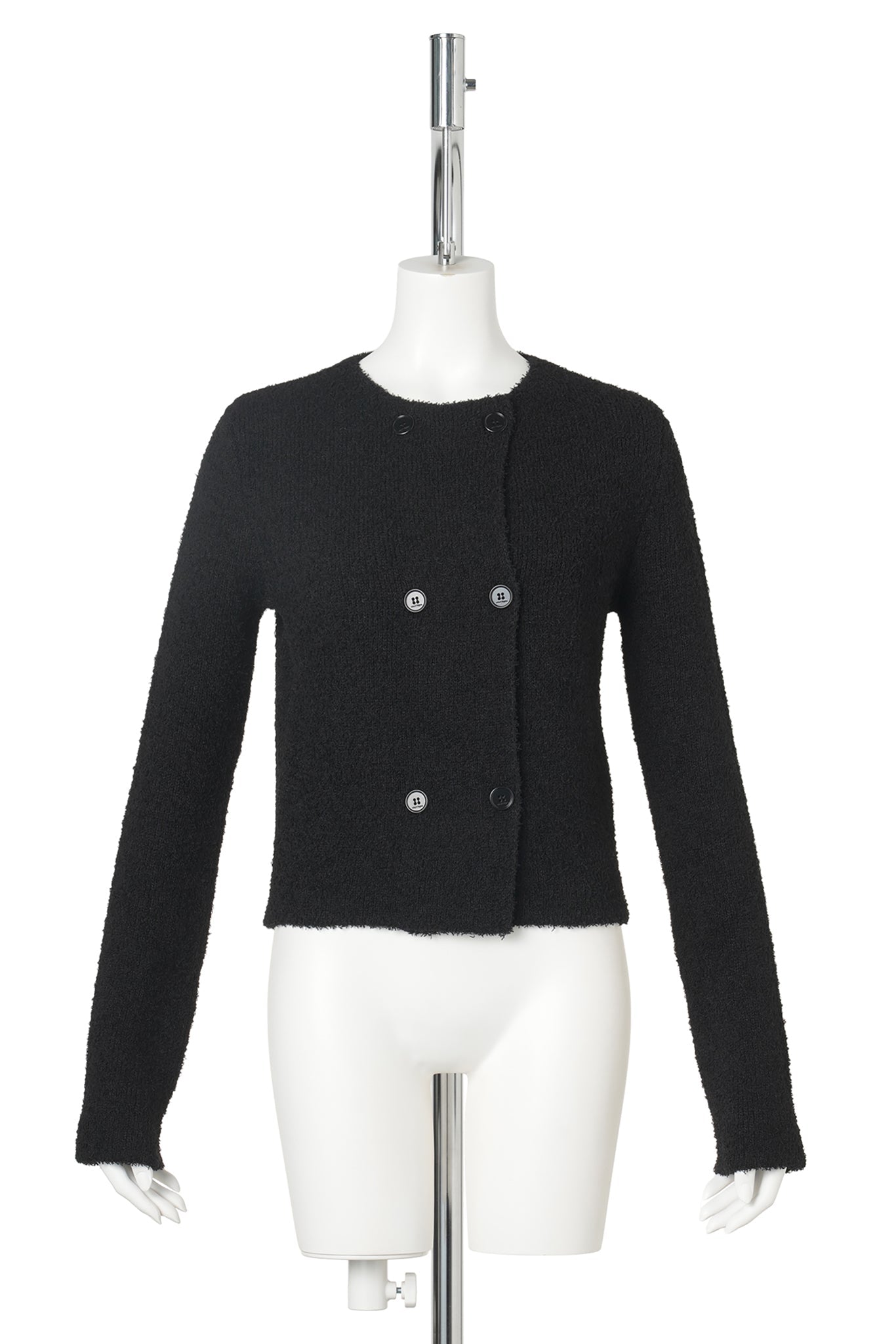 BREASTED JACKET BOUCLETTE KNIT DOUBLE / 9999:BLACK
