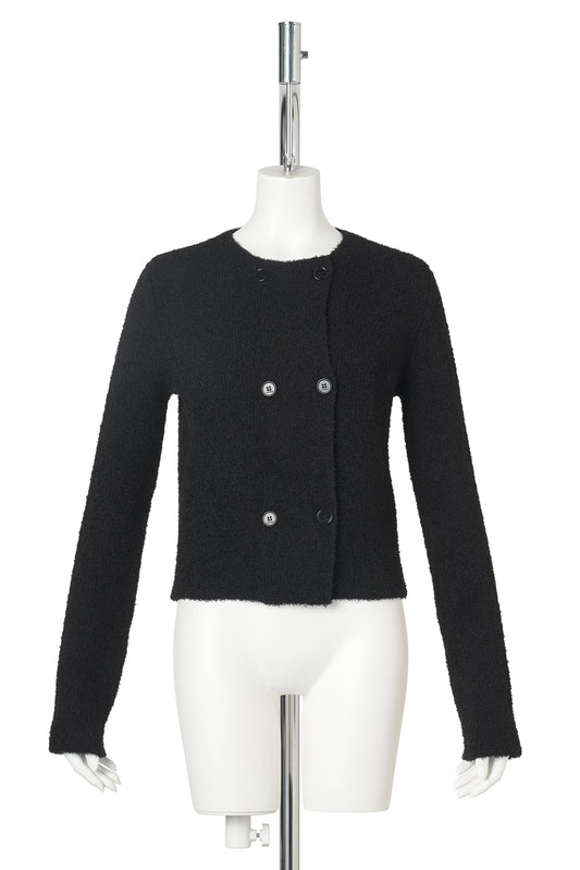BREASTED JACKET BOUCLETTE KNIT DOUBLE / 9999:BLACK