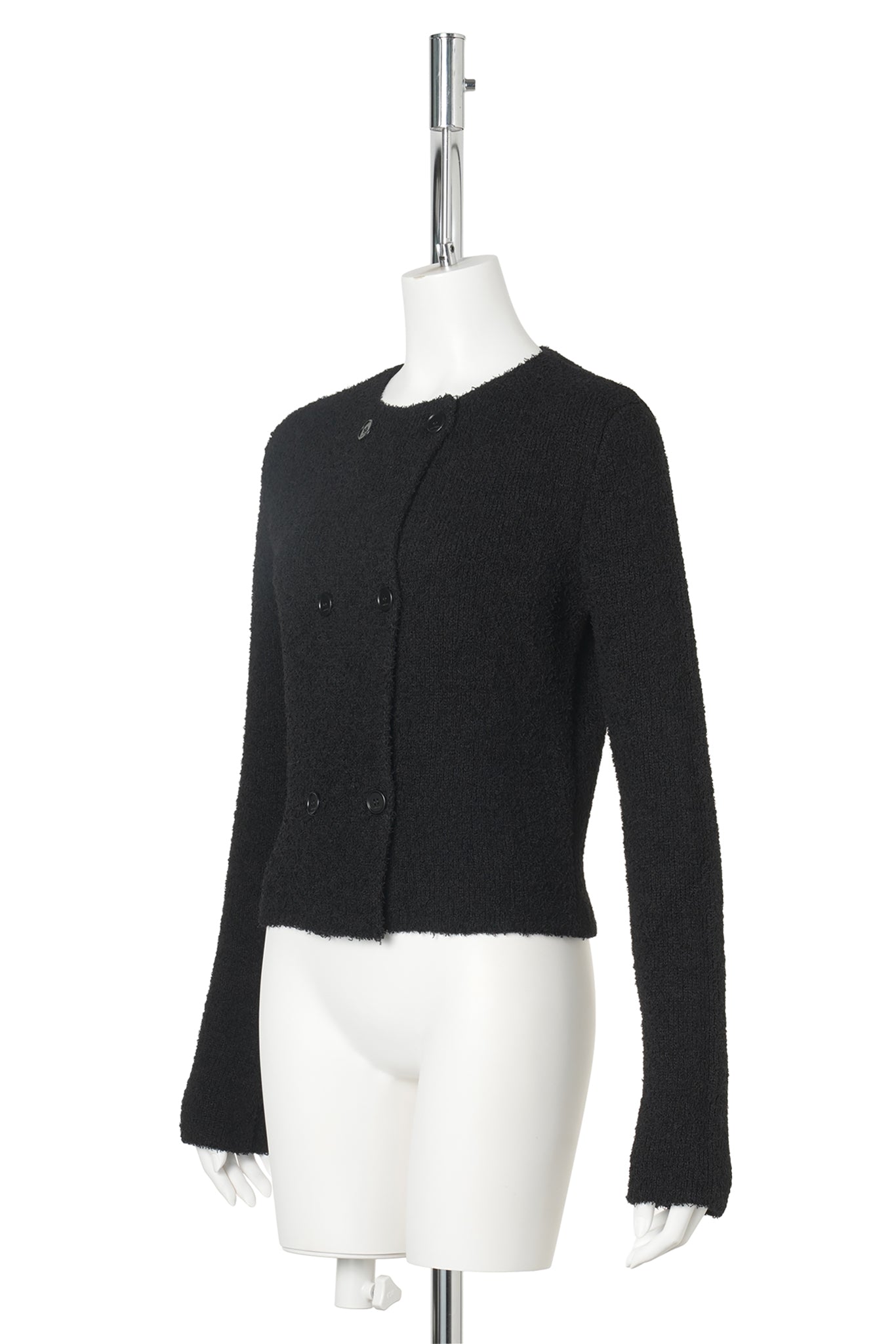 BREASTED JACKET BOUCLETTE KNIT DOUBLE / 9999:BLACK