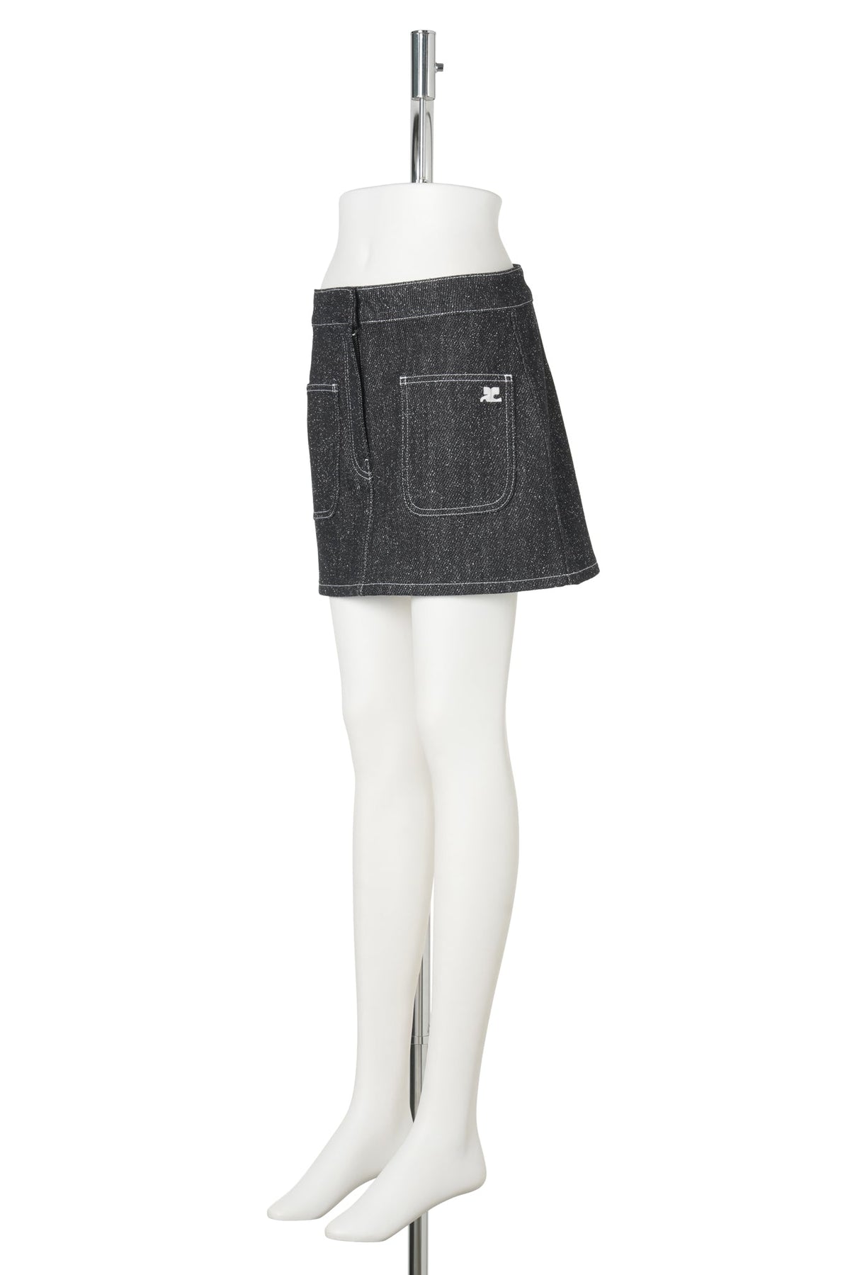 MINI SKIRT TWO-POCKET DENIM TWEED / 9901:BLACK / HERITAGE WHITE
