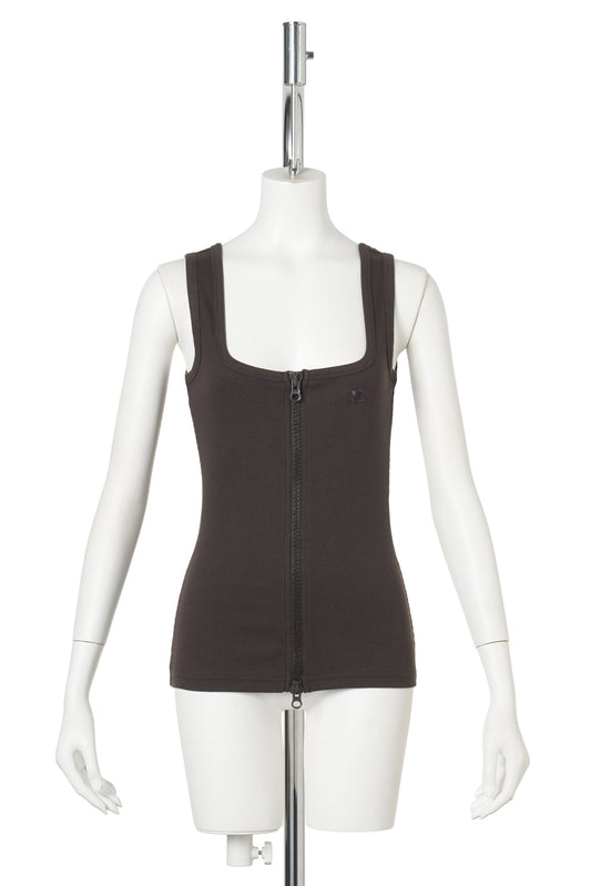 TANK TOP 90'S RIB ZIPPED / 1983:CHOCOLATE