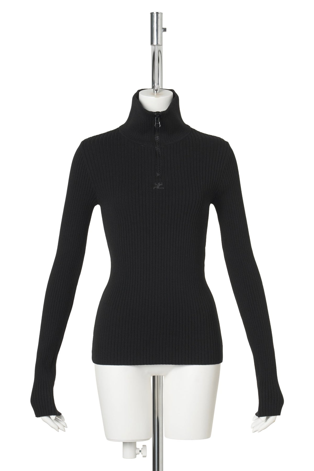 SWEATER ZIPPED RIB KNIT MOCKNECK / 9999:BLACK