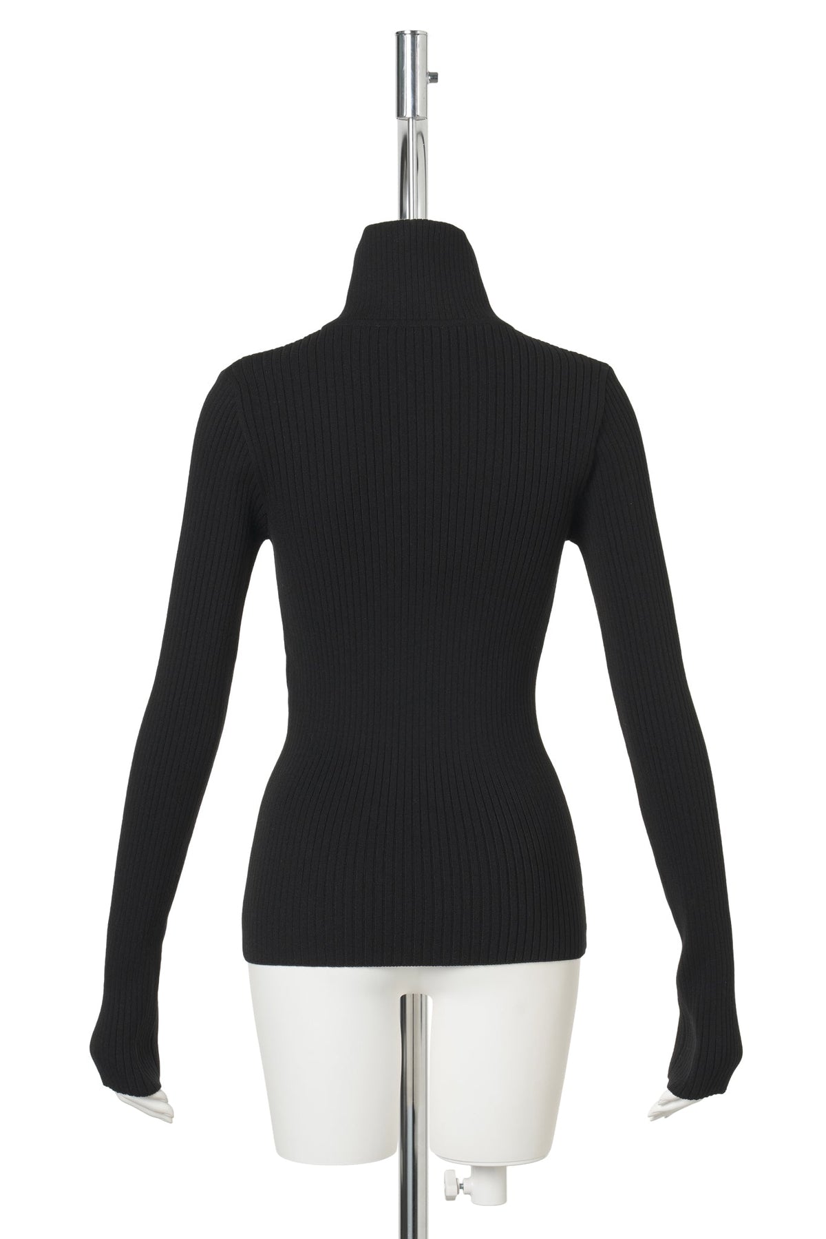 SWEATER ZIPPED RIB KNIT MOCKNECK / 9999:BLACK