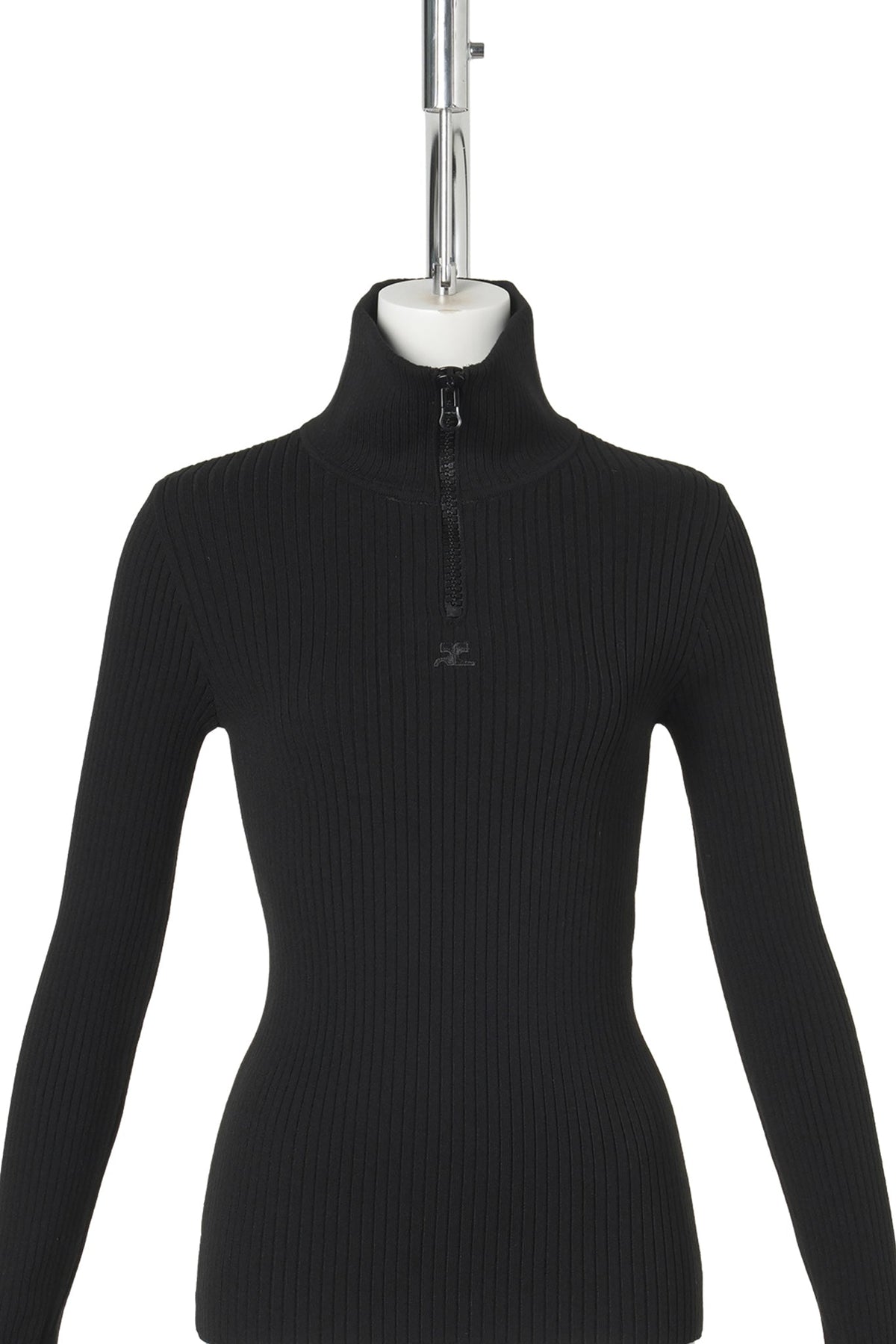 SWEATER ZIPPED RIB KNIT MOCKNECK / 9999:BLACK