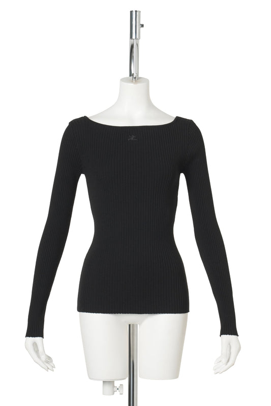 SWEATER SQUARE NECK RIB KNIT / 9999:BLACK