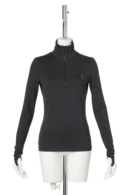 LS TOP ZIPPED 2ND SKIN MOCKNECK / 9999:BLACK