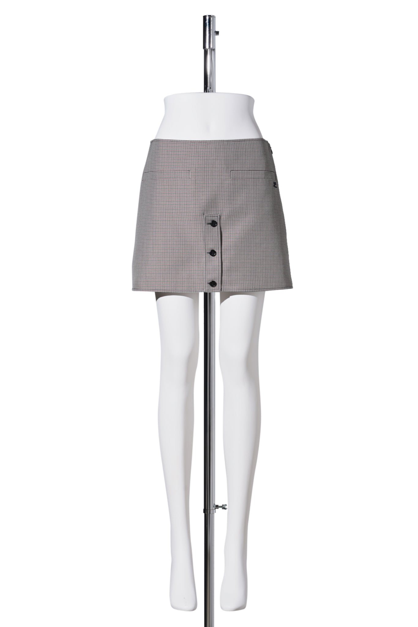 MINI SKIRT HOUNDSTOOTH BUTTONED / NATURAL/RED/BLACK