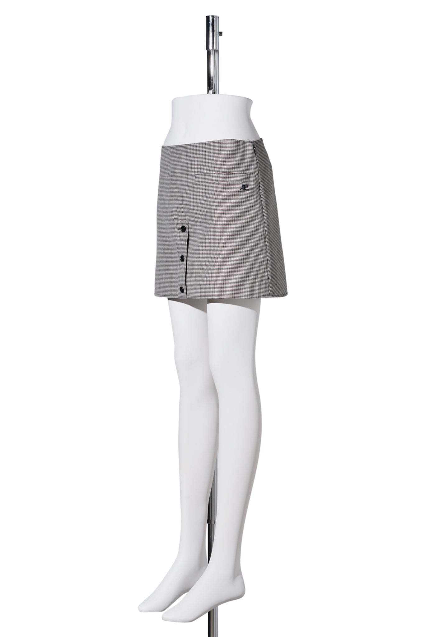 MINI SKIRT HOUNDSTOOTH BUTTONED / NATURAL/RED/BLACK