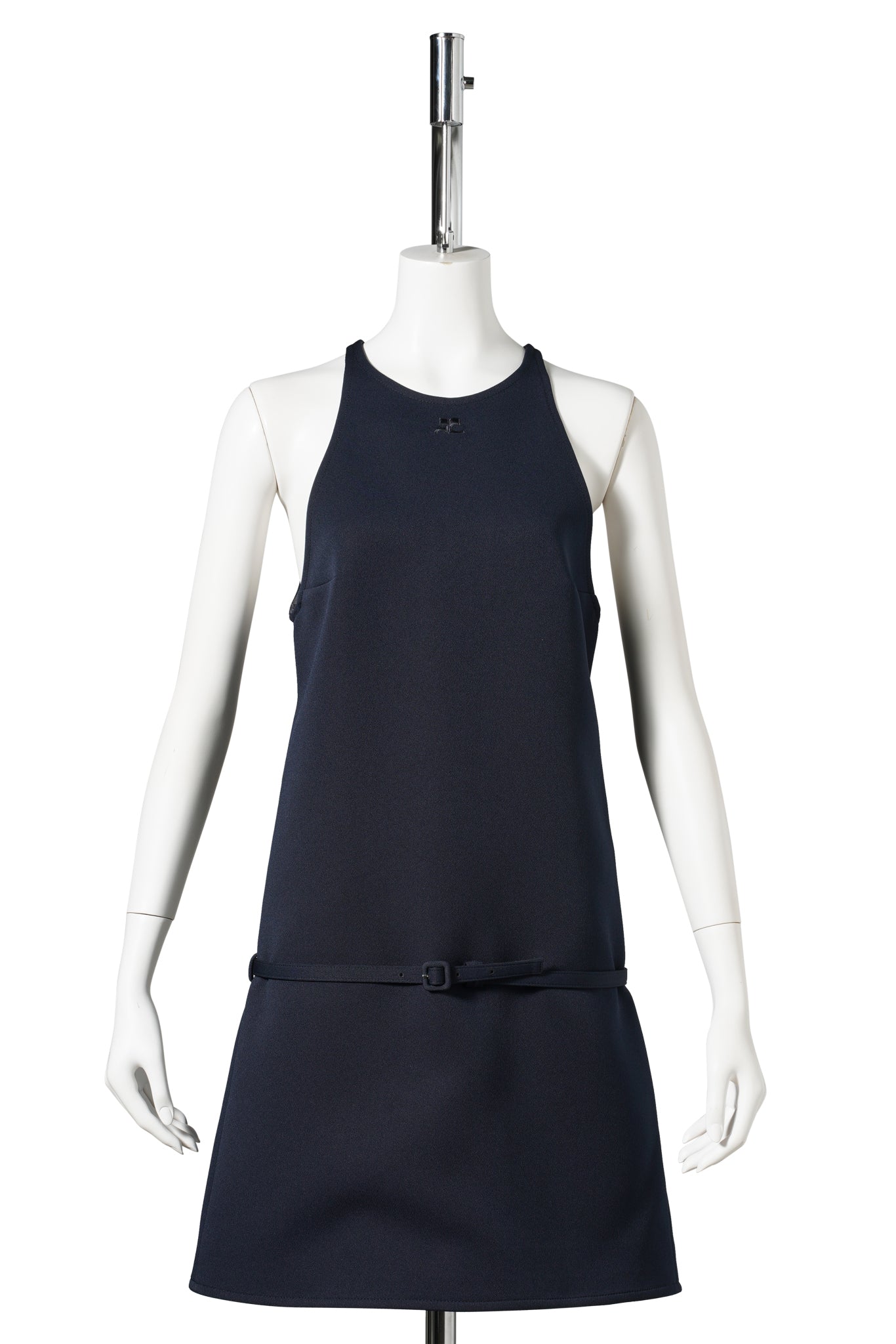 MINI DRESS A-LINE BELTED TWILL / 7075:NAVY