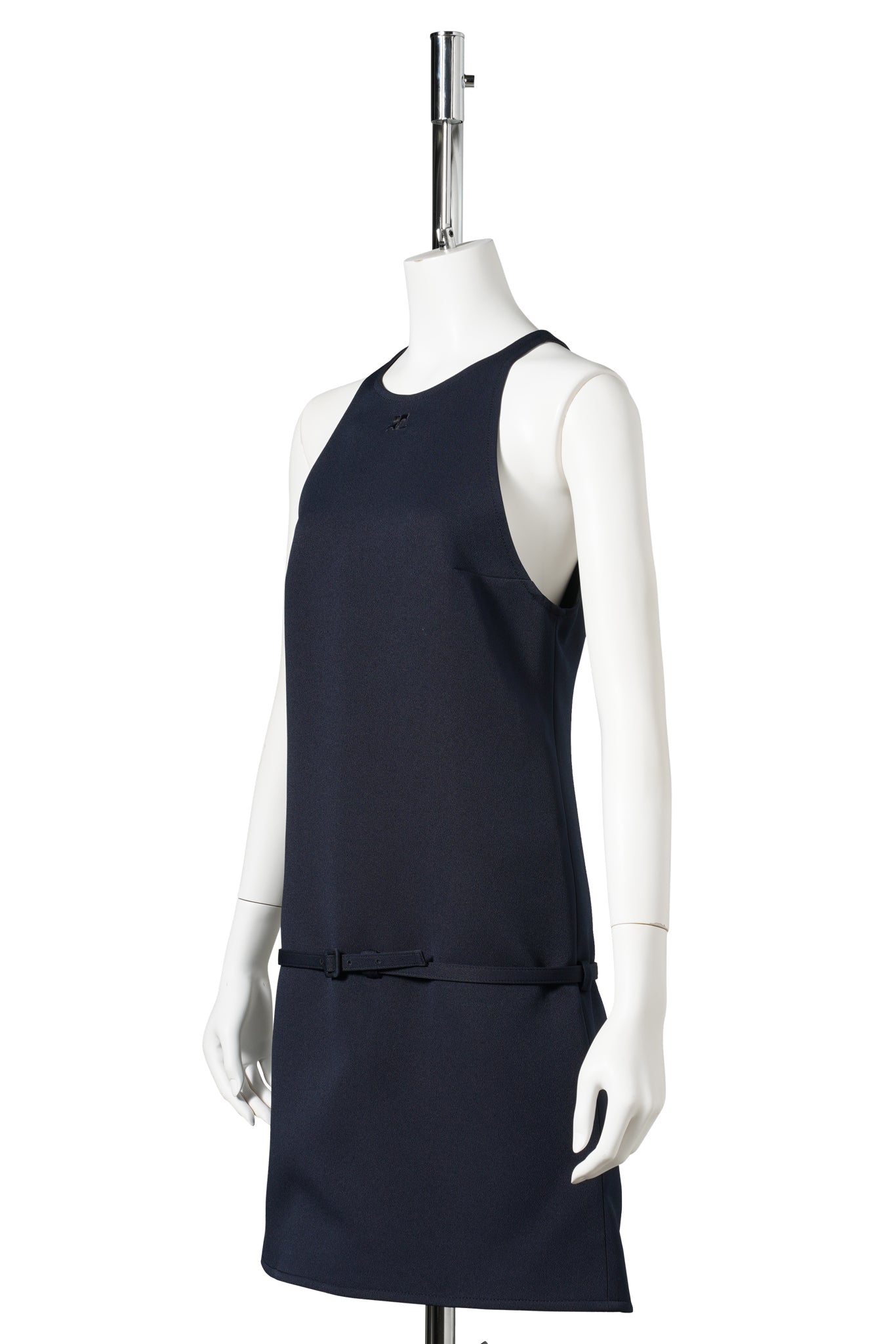 MINI DRESS A-LINE BELTED TWILL / 7075:NAVY