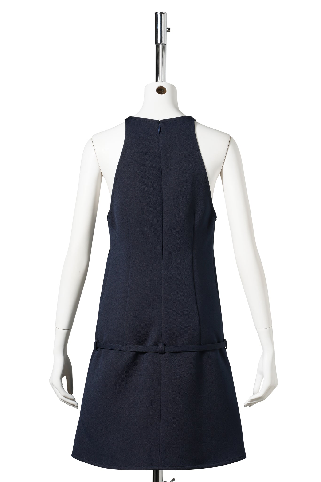 MINI DRESS A-LINE BELTED TWILL / 7075:NAVY
