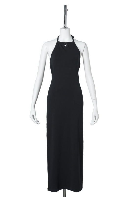 LONG DRESS CONTRAST TIE-BACK / 9999:BLACK