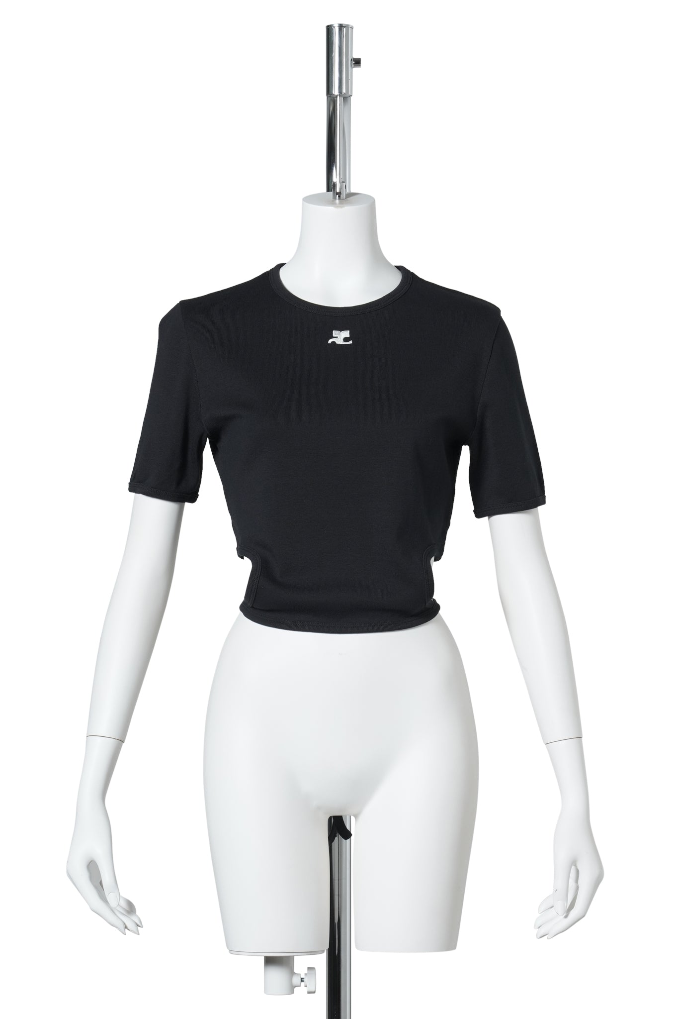 T-SHIRT RIBBON CUT OUT CONTRAST / 9999:BLACK