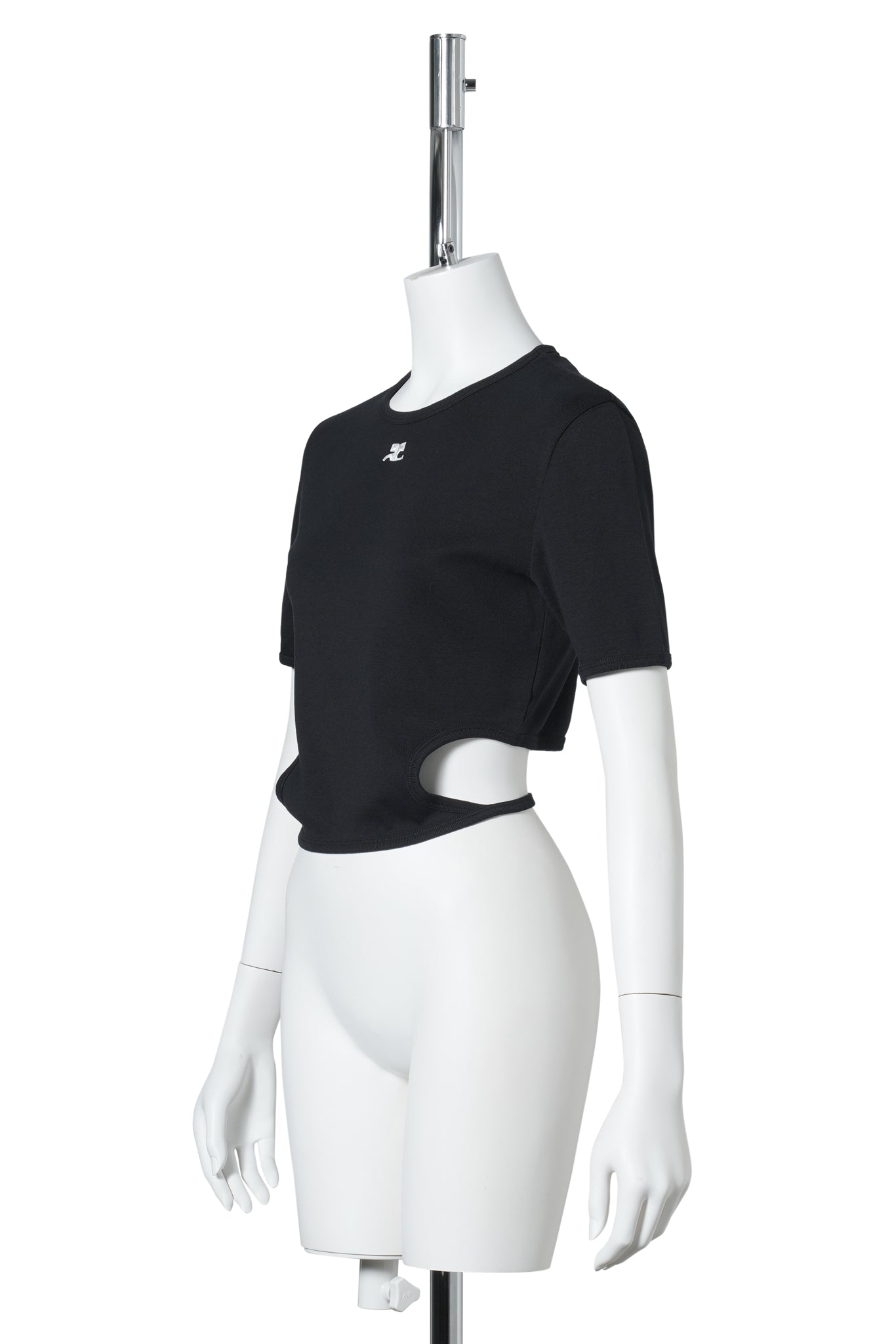 T-SHIRT RIBBON CUT OUT CONTRAST / 9999:BLACK