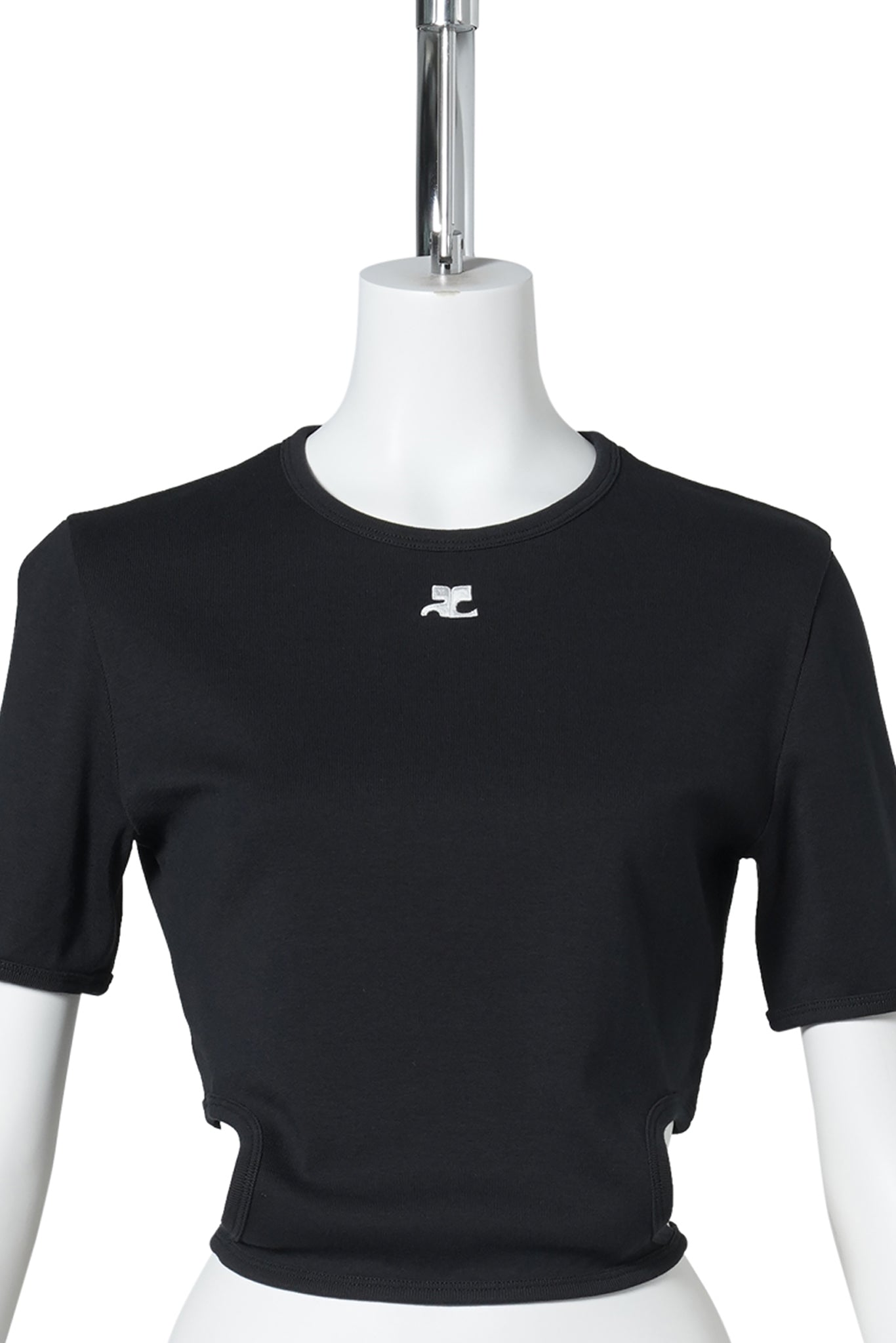 T-SHIRT RIBBON CUT OUT CONTRAST / 9999:BLACK