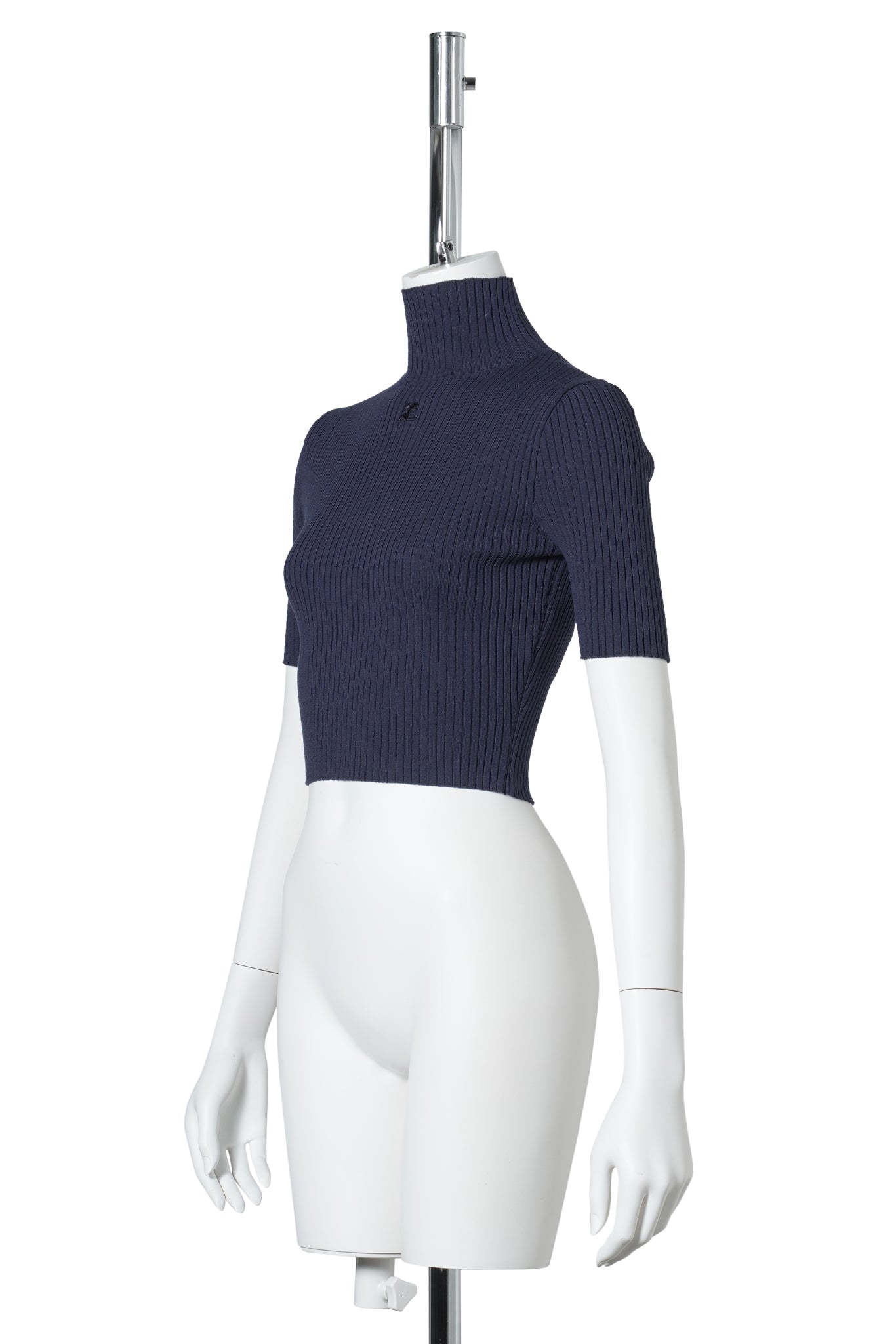 TOP CROPPED RIB KNIT / 7062:WORK BLUE