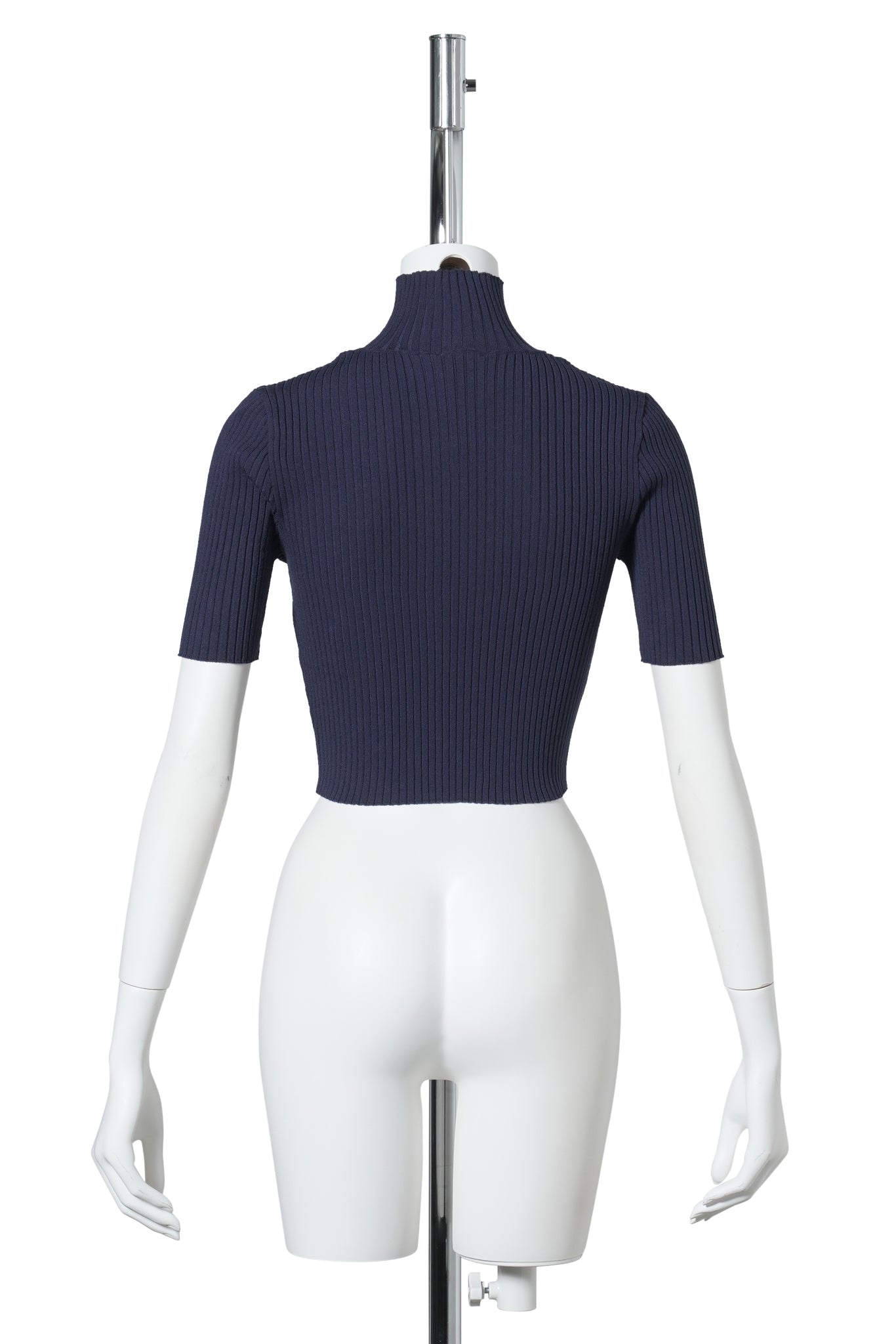 TOP CROPPED RIB KNIT / 7062:WORK BLUE