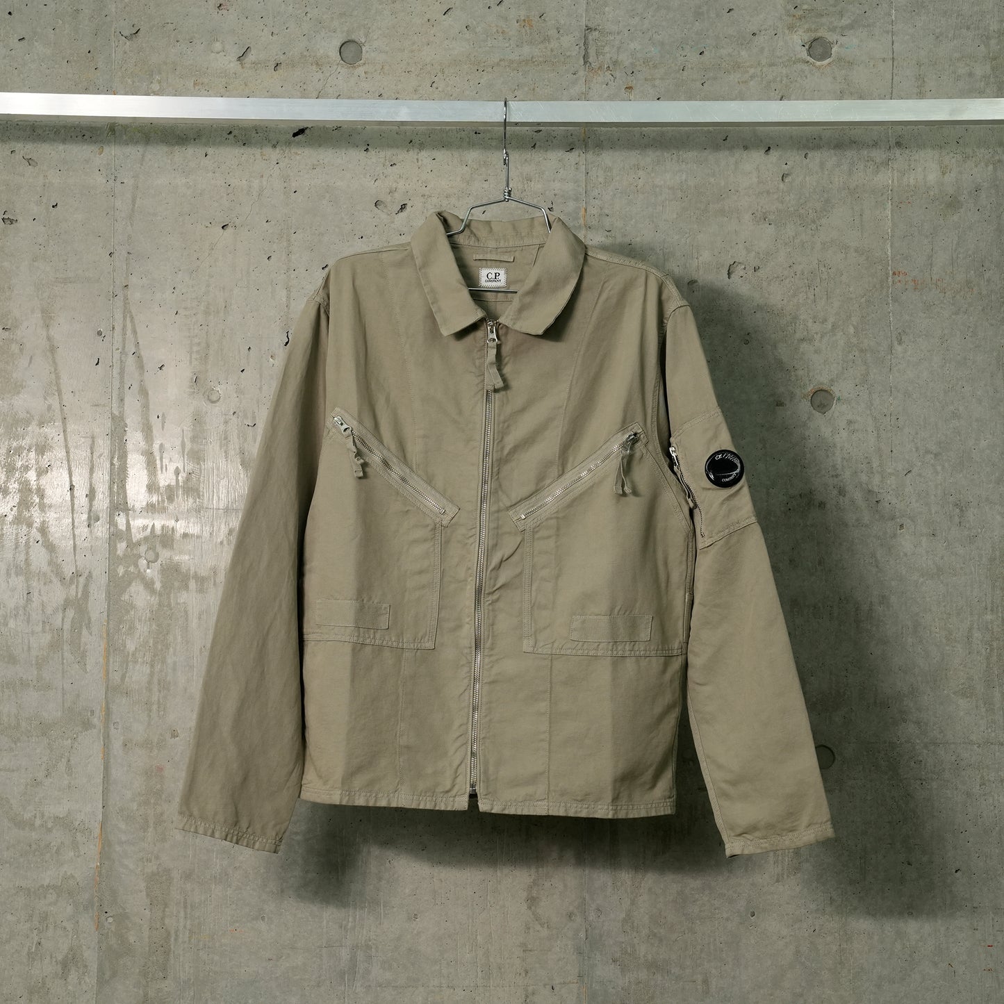 COTTON/LINEN FULL ZIP OVERSHIRT / 327:VINTAGE KHAKI