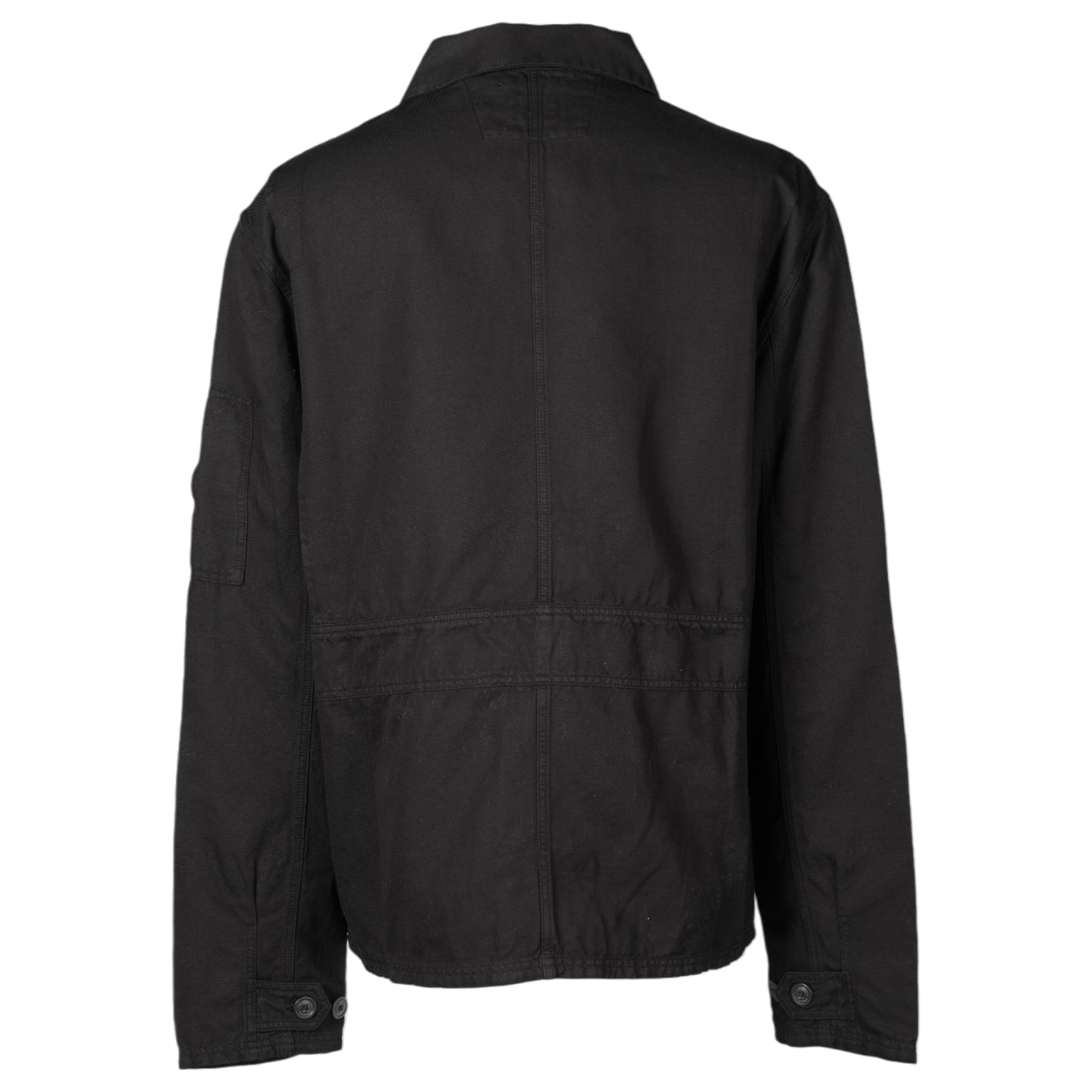 COTTON/LINEN FULL ZIP OVERSHIRT / 999:BLACK