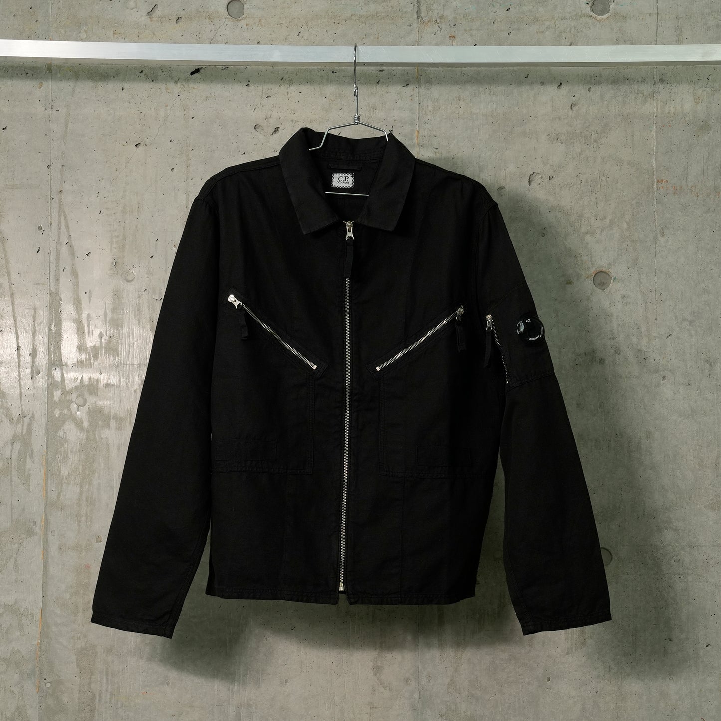 COTTON/LINEN FULL ZIP OVERSHIRT / 999:BLACK