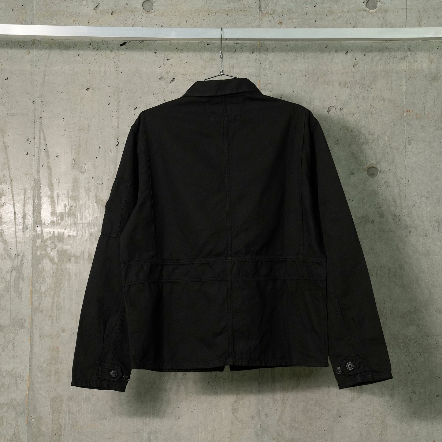 COTTON/LINEN FULL ZIP OVERSHIRT / 999:BLACK