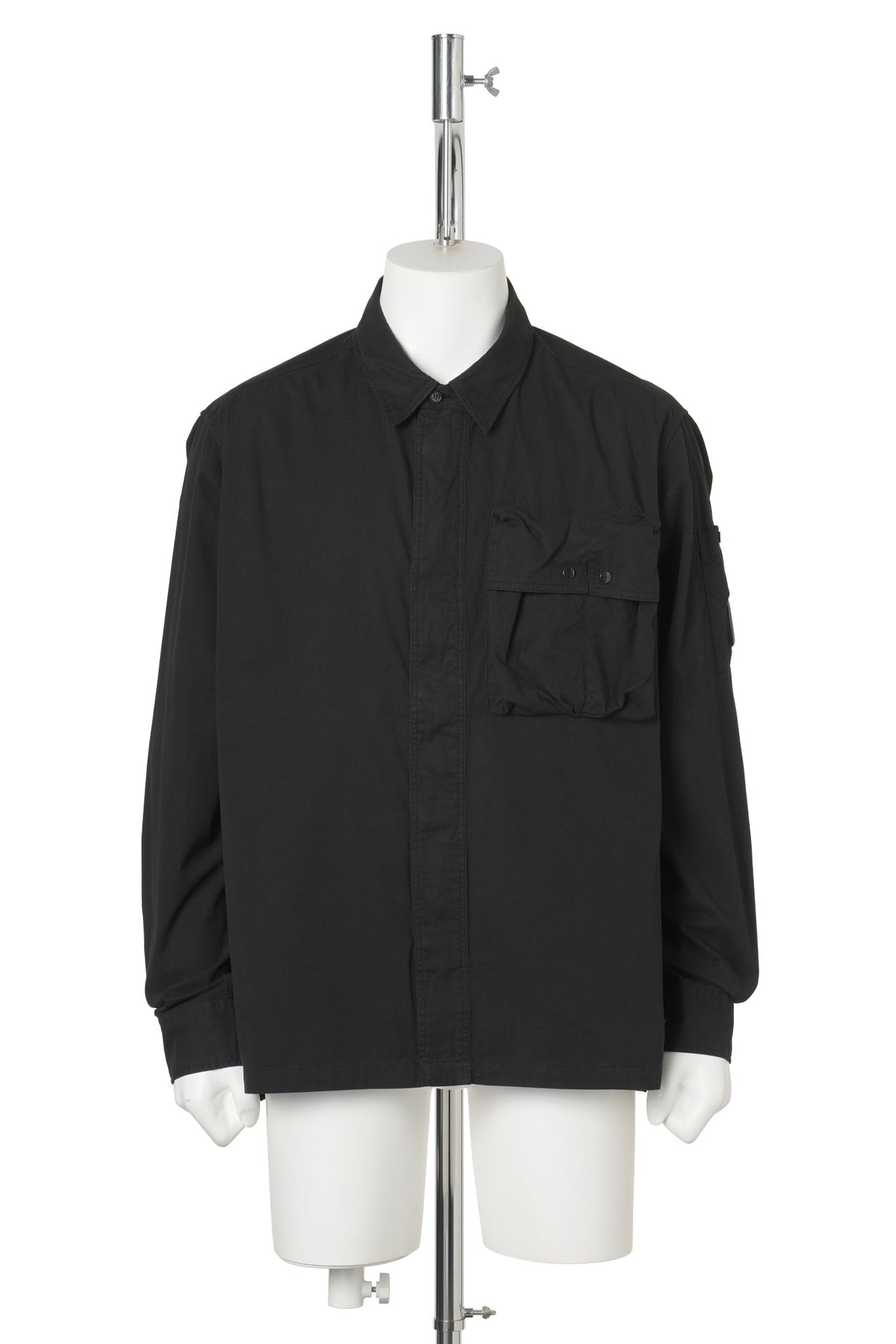 ORGANIC GABARDINE LONG SLEEVE HIDDEN ZIP SHIRT / 999:BLACK