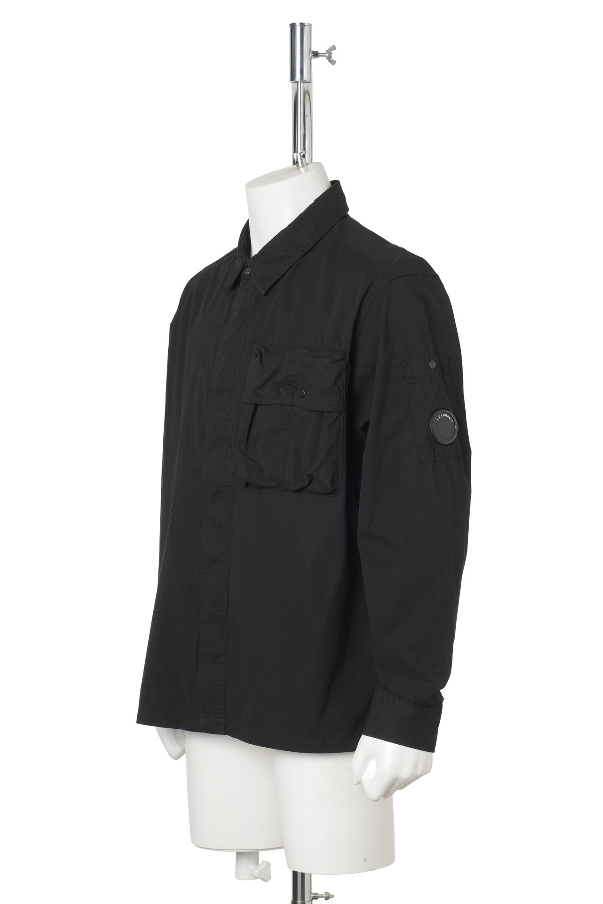 ORGANIC GABARDINE LONG SLEEVE HIDDEN ZIP SHIRT / 999:BLACK