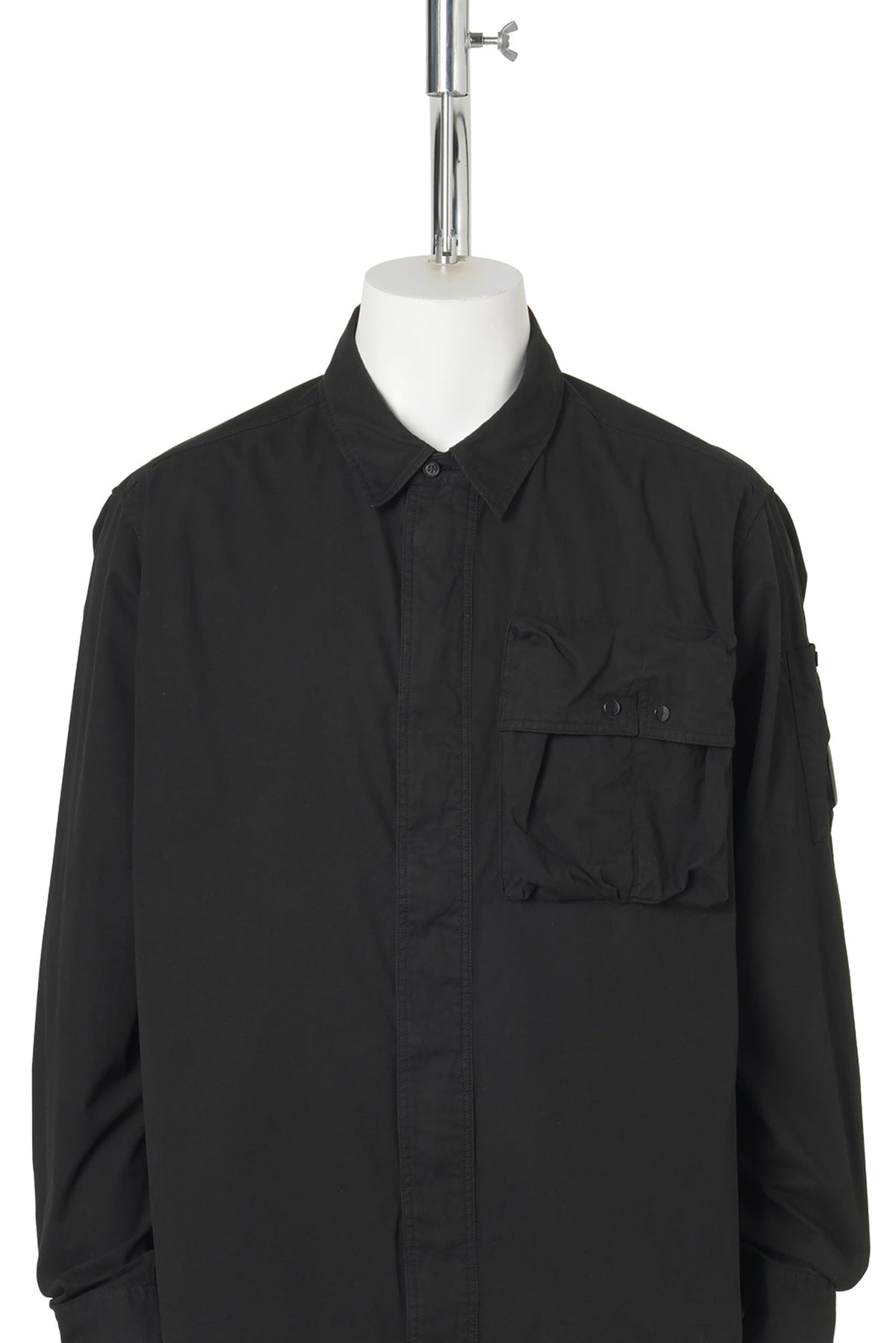 ORGANIC GABARDINE LONG SLEEVE HIDDEN ZIP SHIRT / 999:BLACK