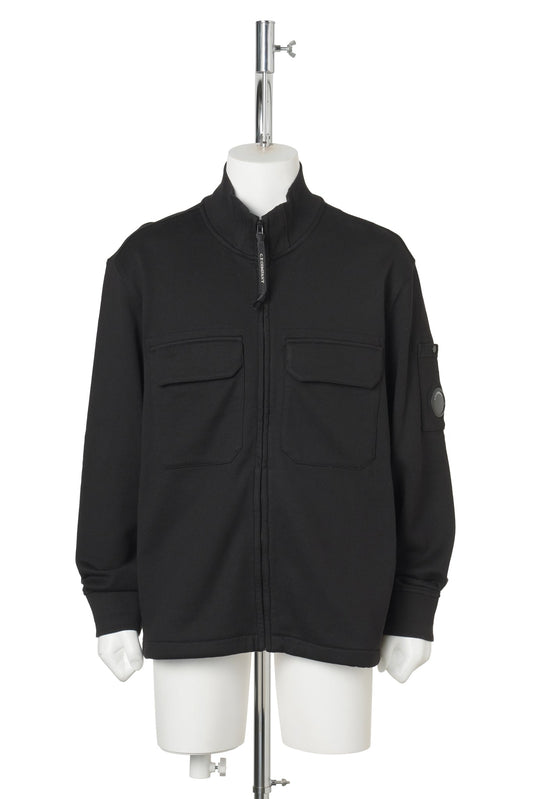 DIAGONAL RAISED FLEECE ZIP LENS SWEATSHIRT / 999:BLACK