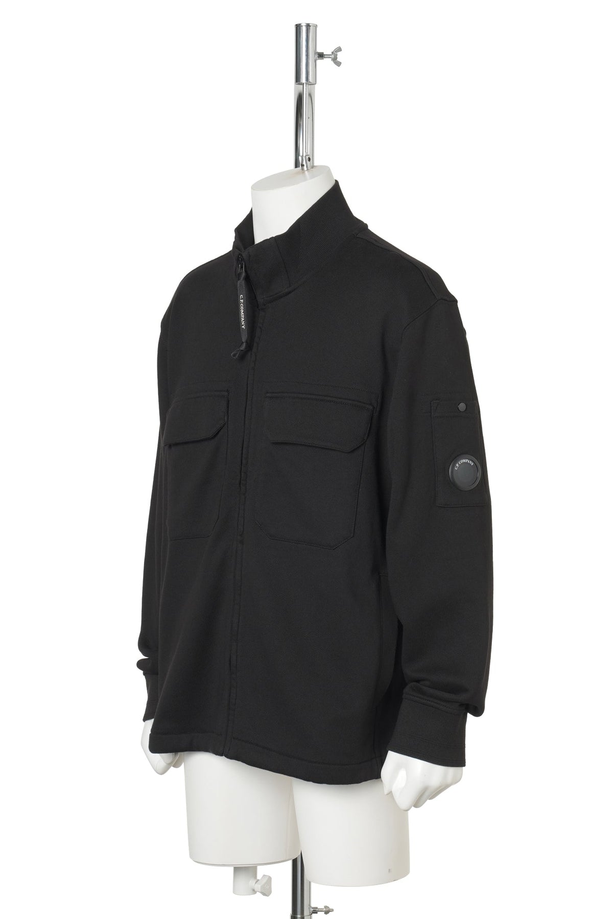 DIAGONAL RAISED FLEECE ZIP LENS SWEATSHIRT / 999:BLACK