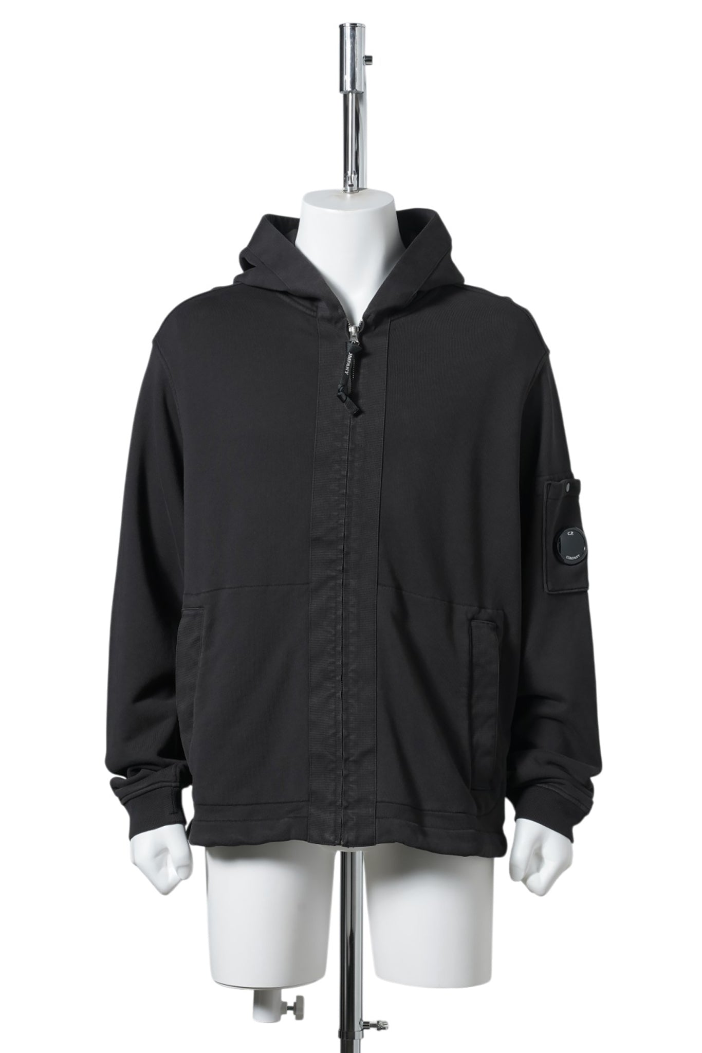 CTTN DIAGONAL FLC ZIP HOODED SP / 999:BLACK