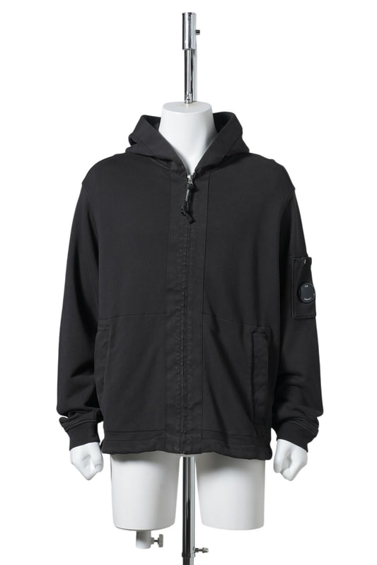 CTTN DIAGONAL FLC ZIP HOODED SP / 999:BLACK