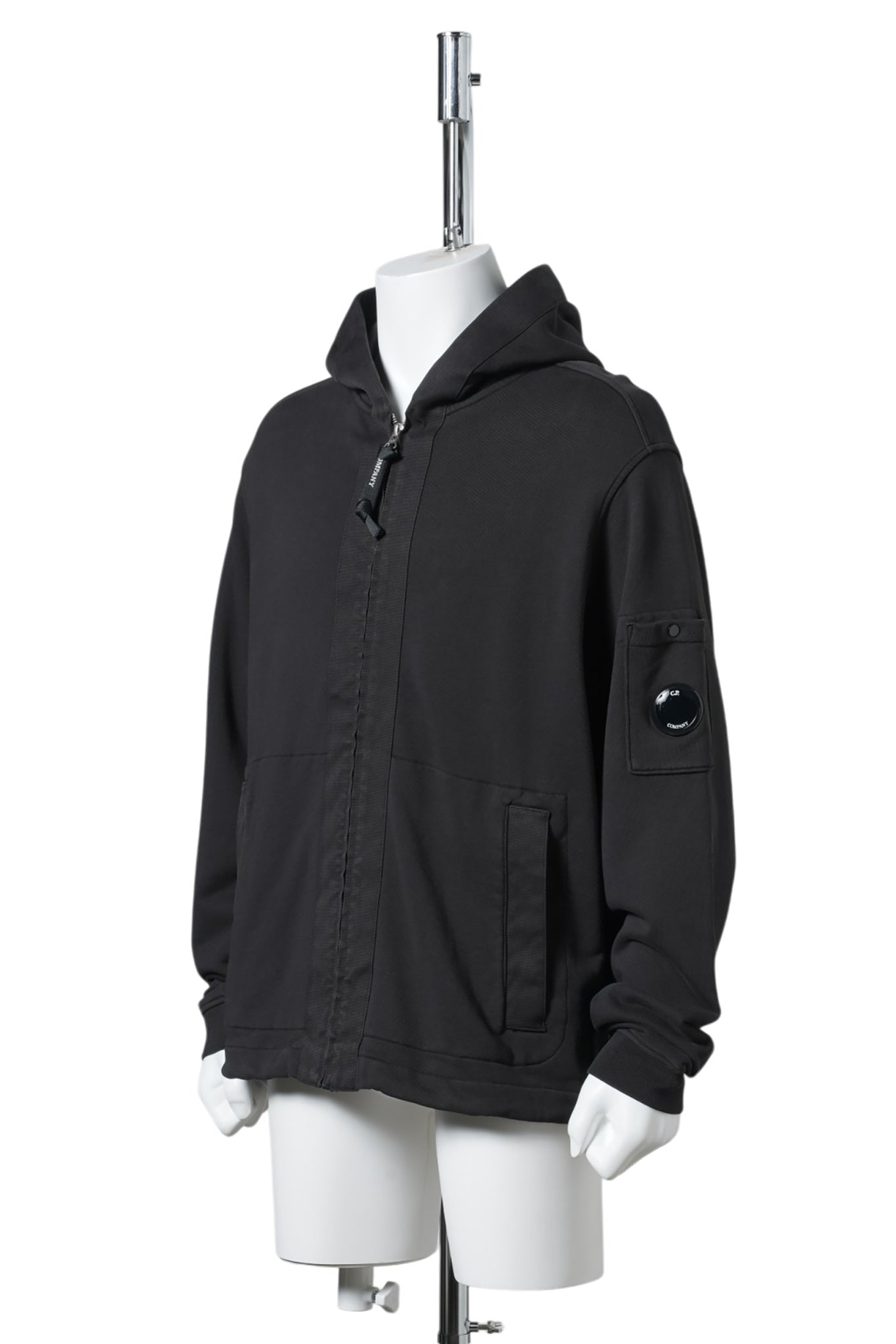 CTTN DIAGONAL FLC ZIP HOODED SP / 999:BLACK