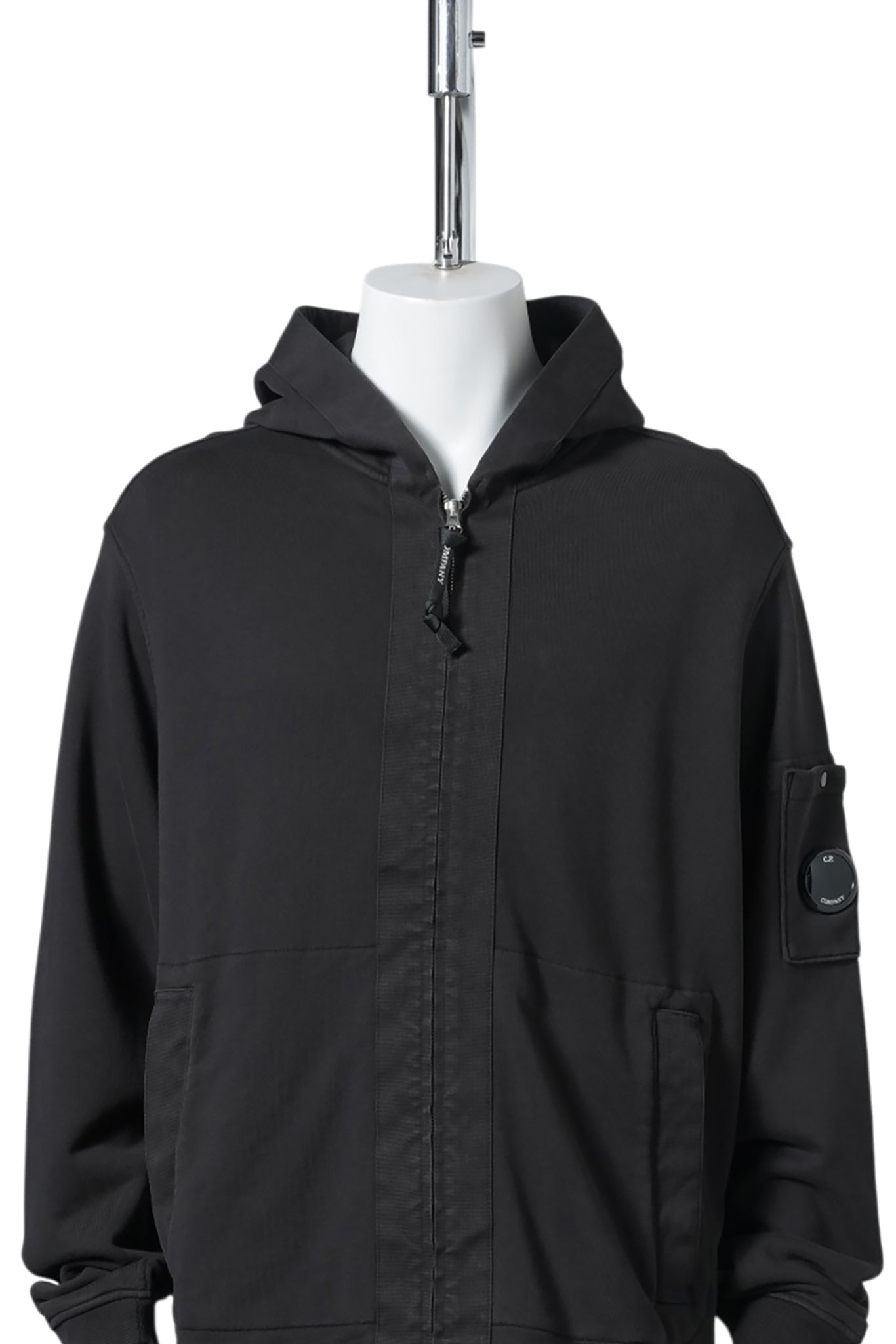 CTTN DIAGONAL FLC ZIP HOODED SP / 999:BLACK