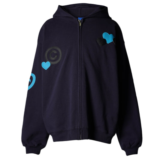 CPD LOVE PATCH ZIPPER HOODIE / NAVY