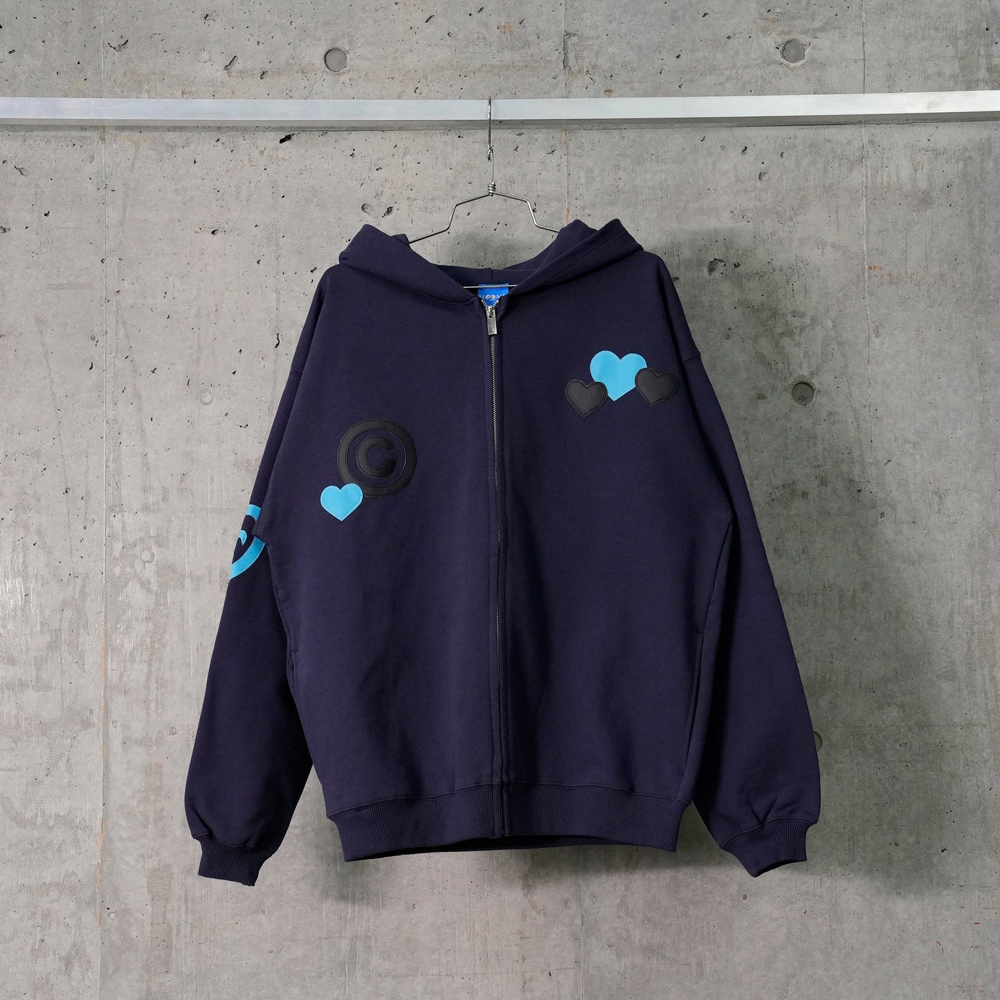 CPD LOVE PATCH ZIPPER HOODIE / NAVY