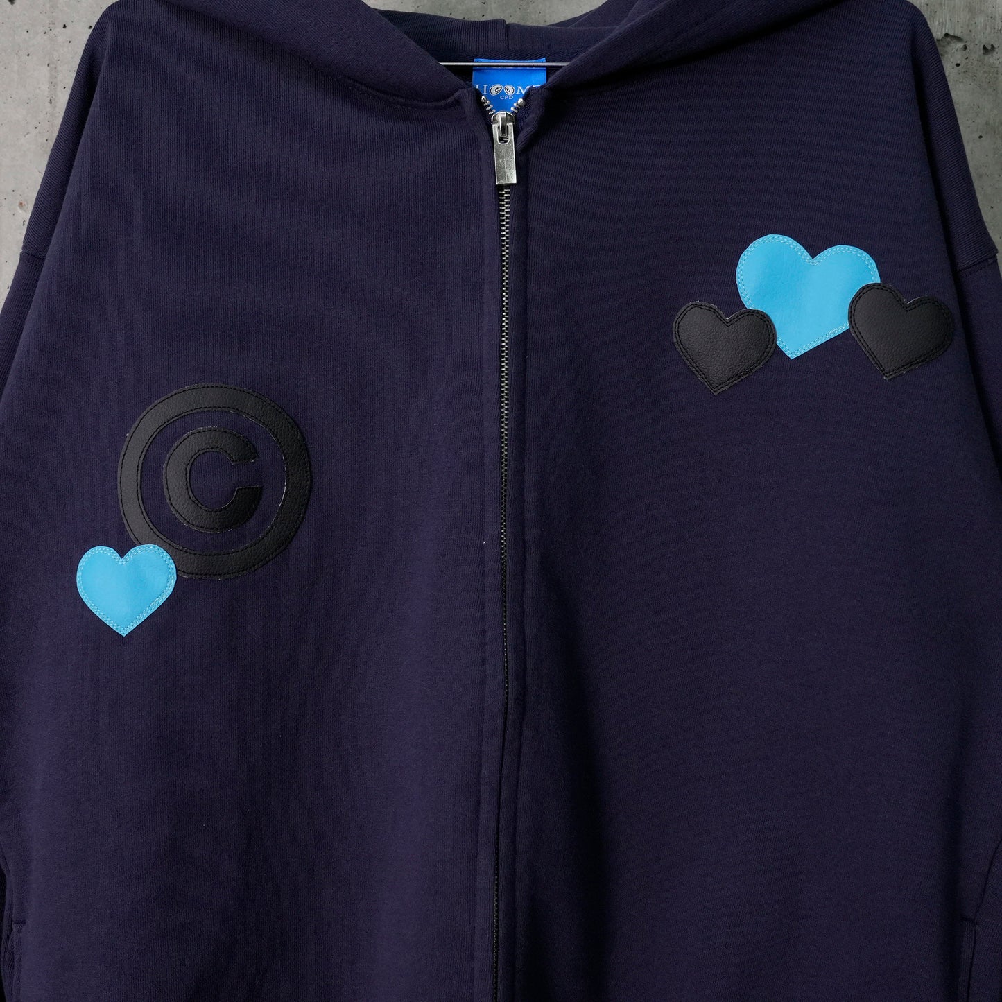 CPD LOVE PATCH ZIPPER HOODIE / NAVY