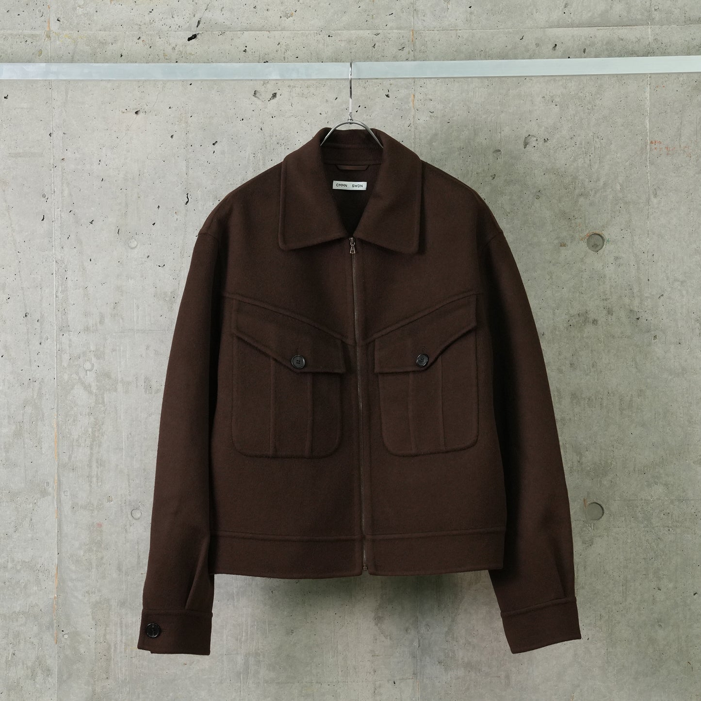 ISLA DOUBLE FACED ZIP BLOUSON / DARK BROWN