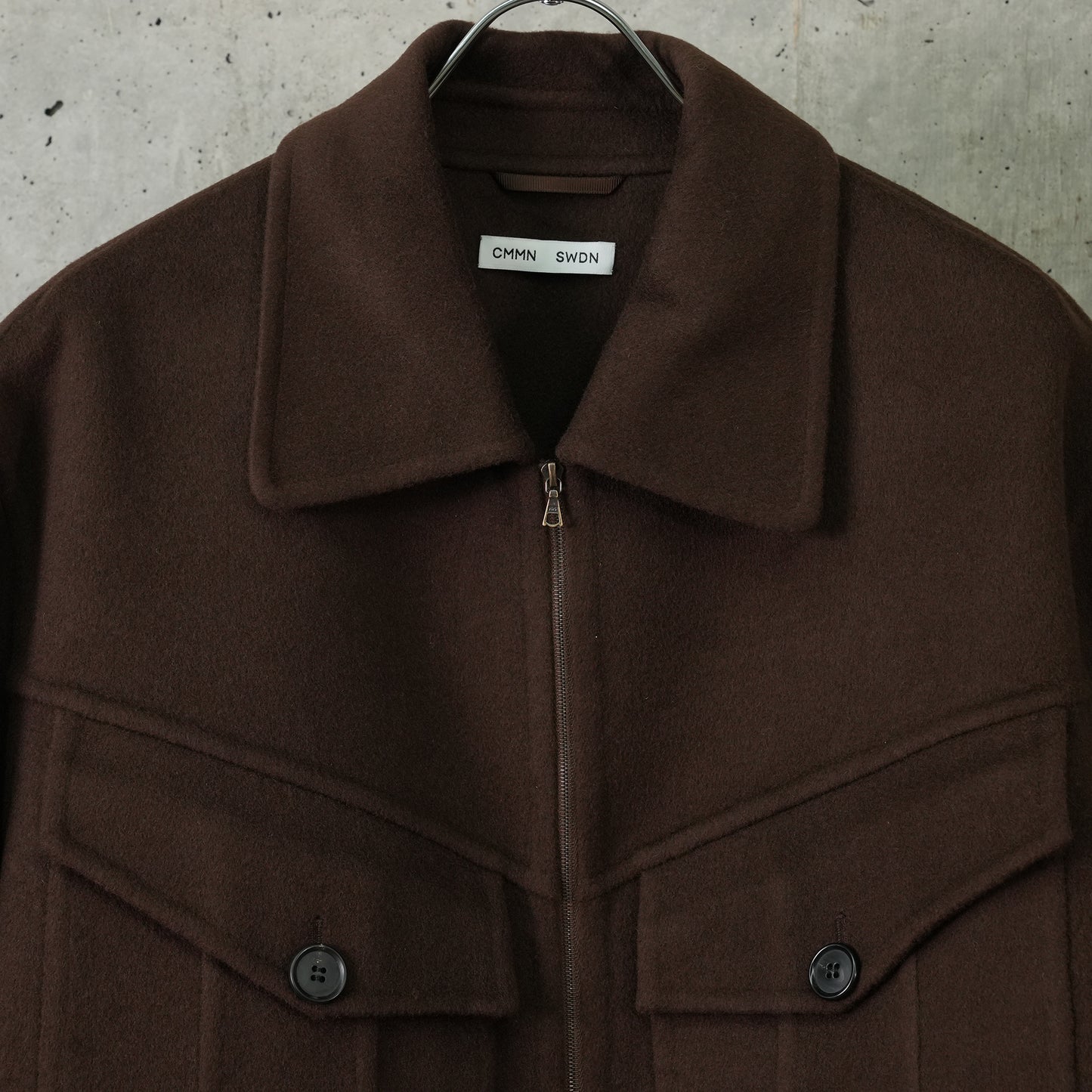 ISLA DOUBLE FACED ZIP BLOUSON / DARK BROWN