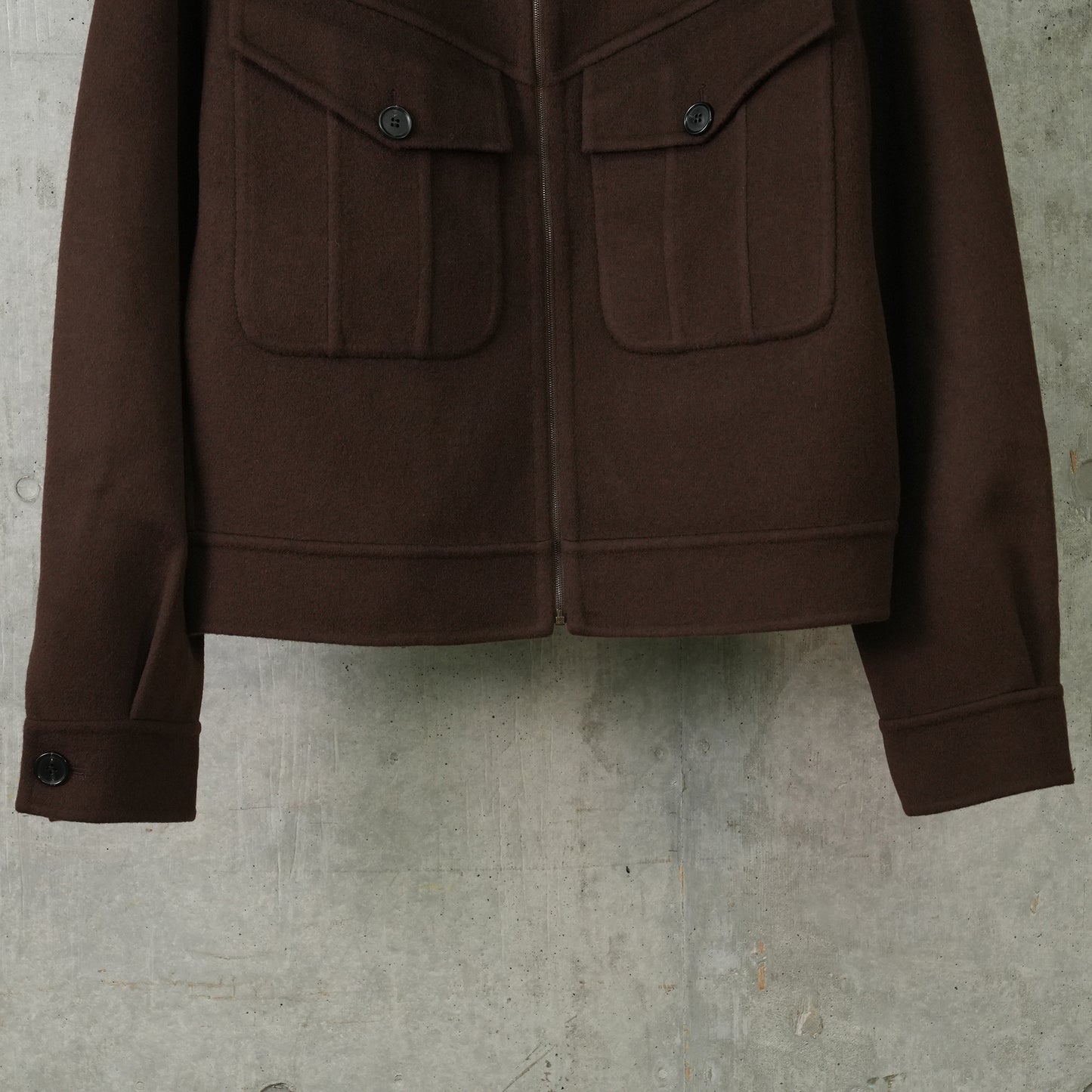 ISLA DOUBLE FACED ZIP BLOUSON / DARK BROWN