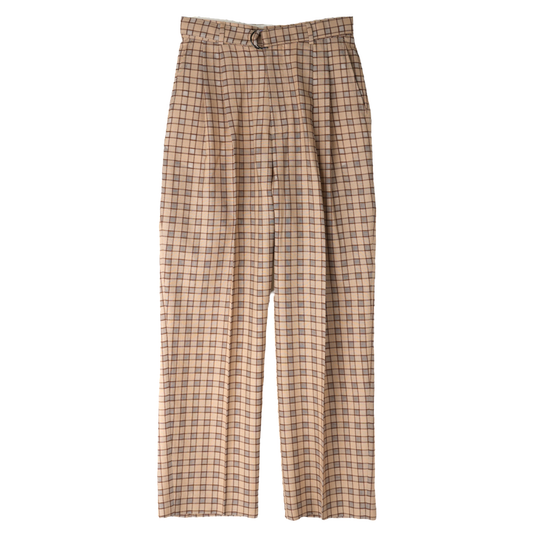 OMARI PLEATED TROUSERS / BROWN CHECK