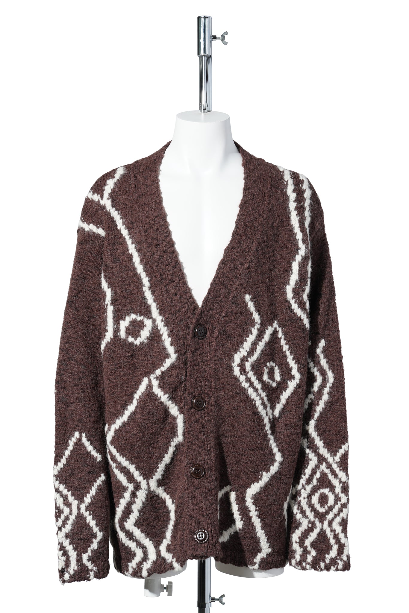 RELAXED FIT CARDIGAN IN TEXTURED ALPACA WOOL / BROWN