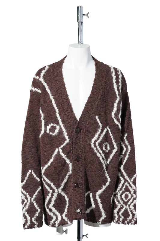 RELAXED FIT CARDIGAN IN TEXTURED ALPACA WOOL / BROWN