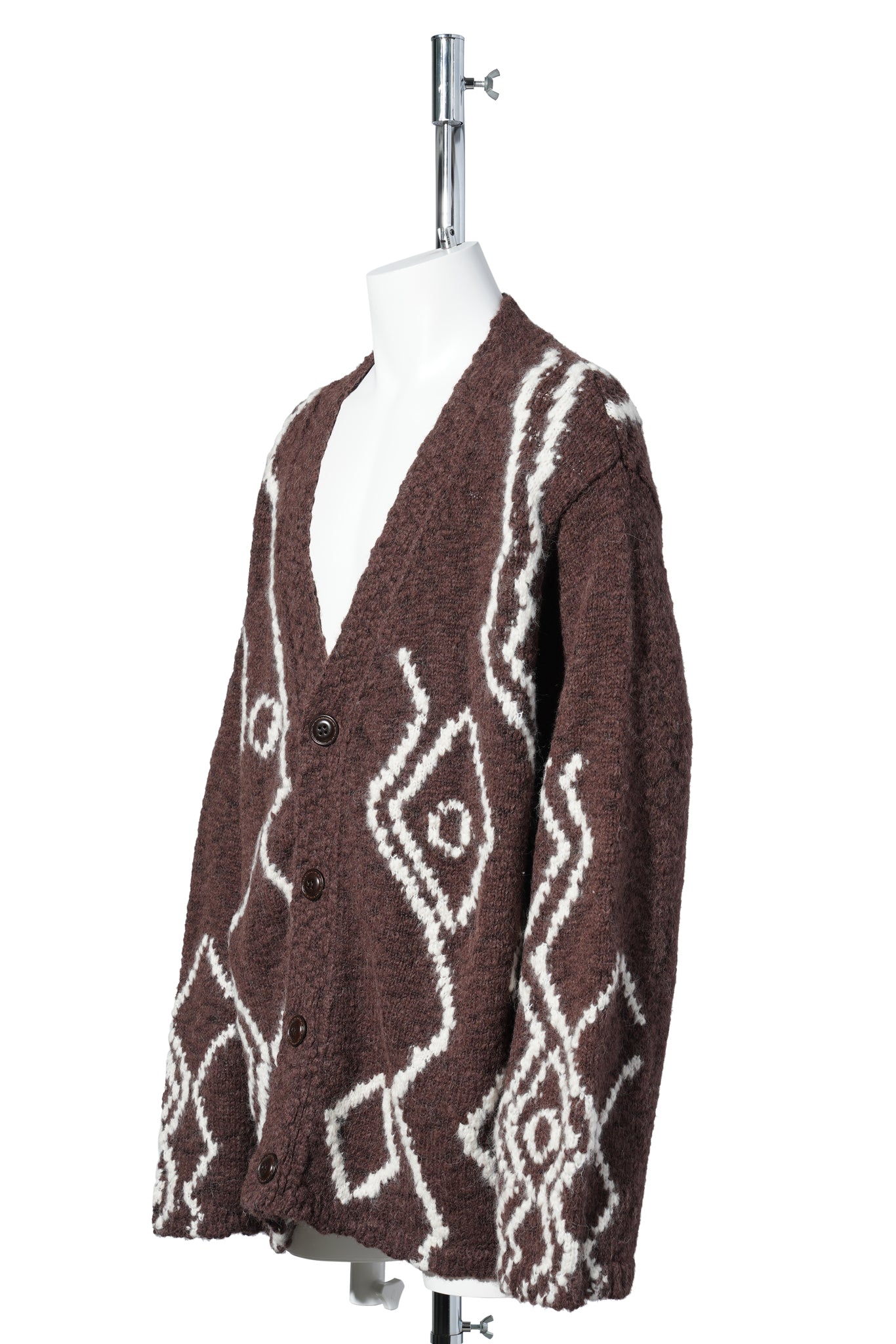 RELAXED FIT CARDIGAN IN TEXTURED ALPACA WOOL / BROWN