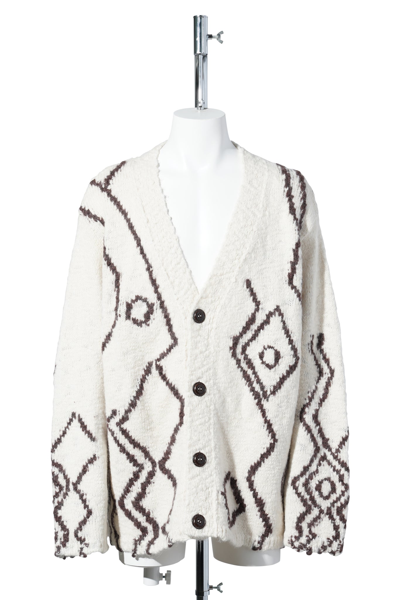 RELAXED FIT CARDIGAN IN TEXTURED ALPACA WOOL YARN / IVORY