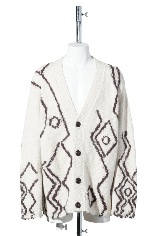 RELAXED FIT CARDIGAN IN TEXTURED ALPACA WOOL YARN / IVORY