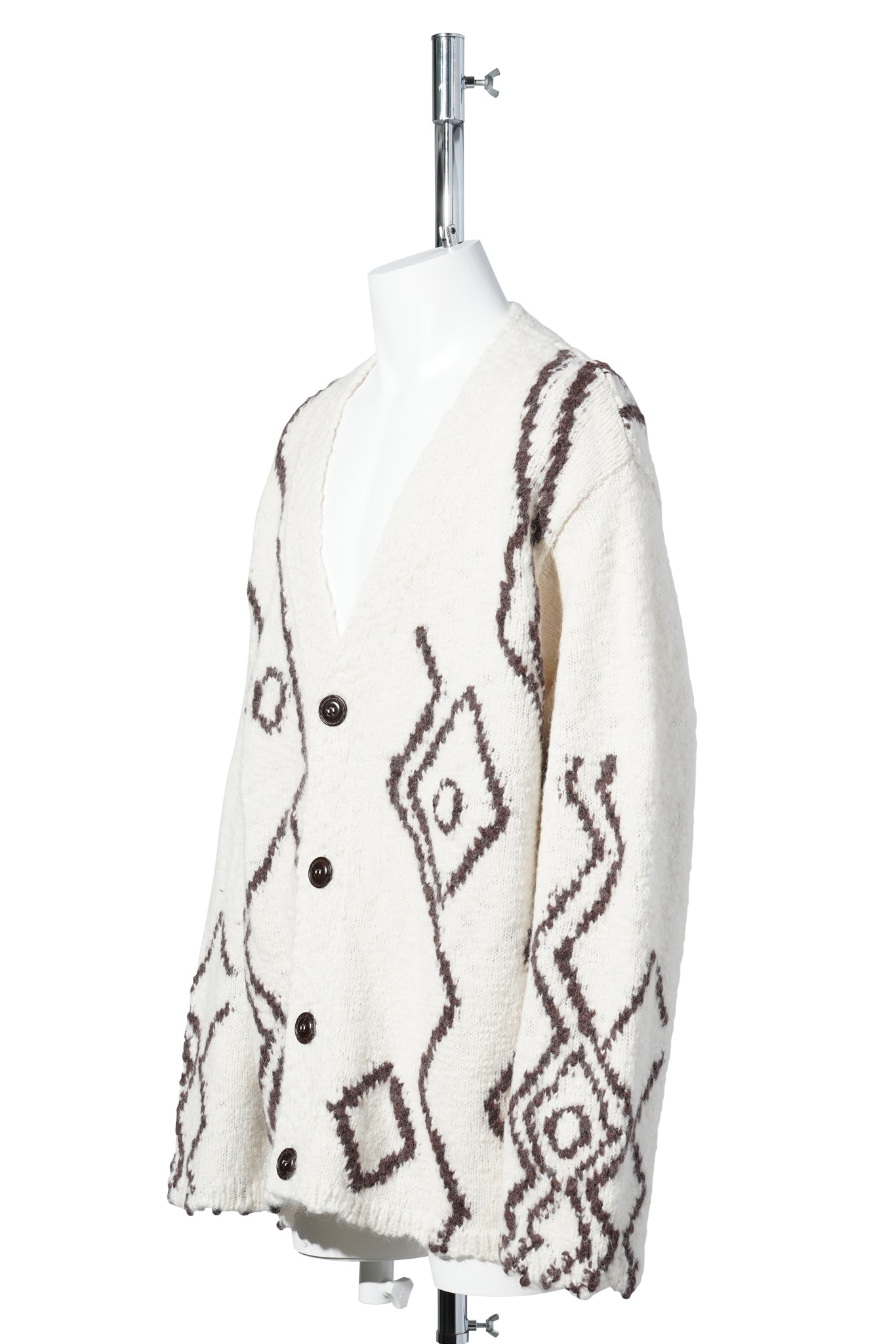 RELAXED FIT CARDIGAN IN TEXTURED ALPACA WOOL YARN / IVORY