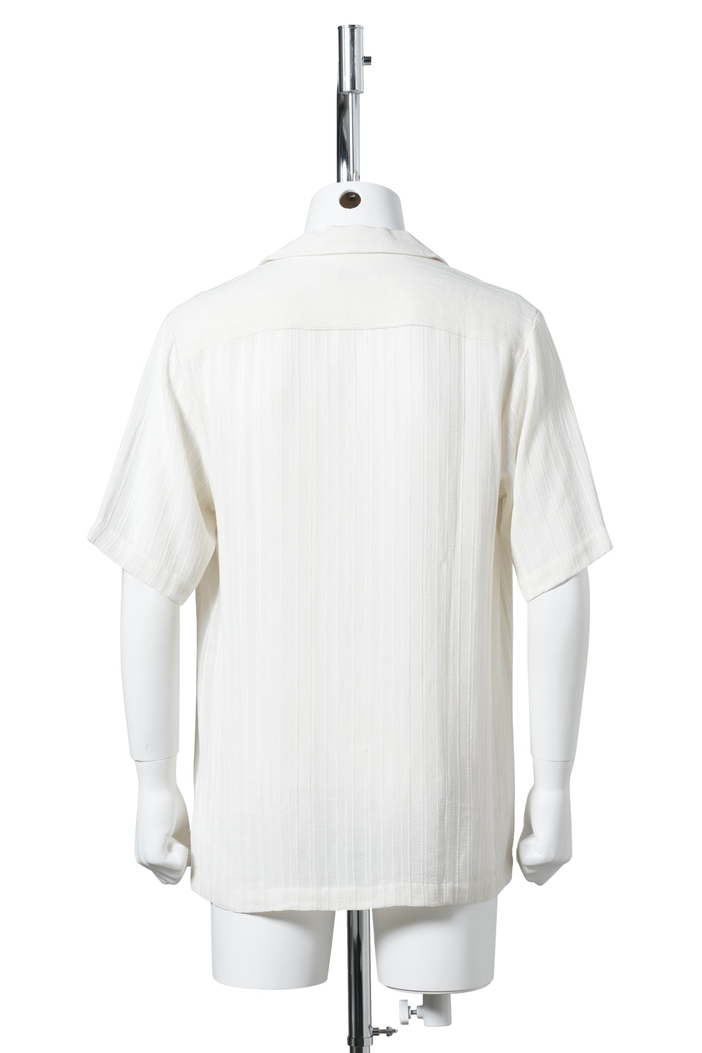 SHORT SLEEVE CAMP COLLAR SHIRT IN VISCOSE FABRIC / WHITE STRIPE