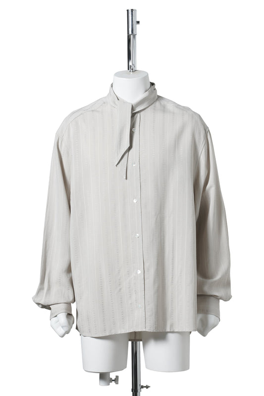 RELAXED FIT SHIRT FEATURING A SCARF COLLAR DESIGN / GREY JACQUARD