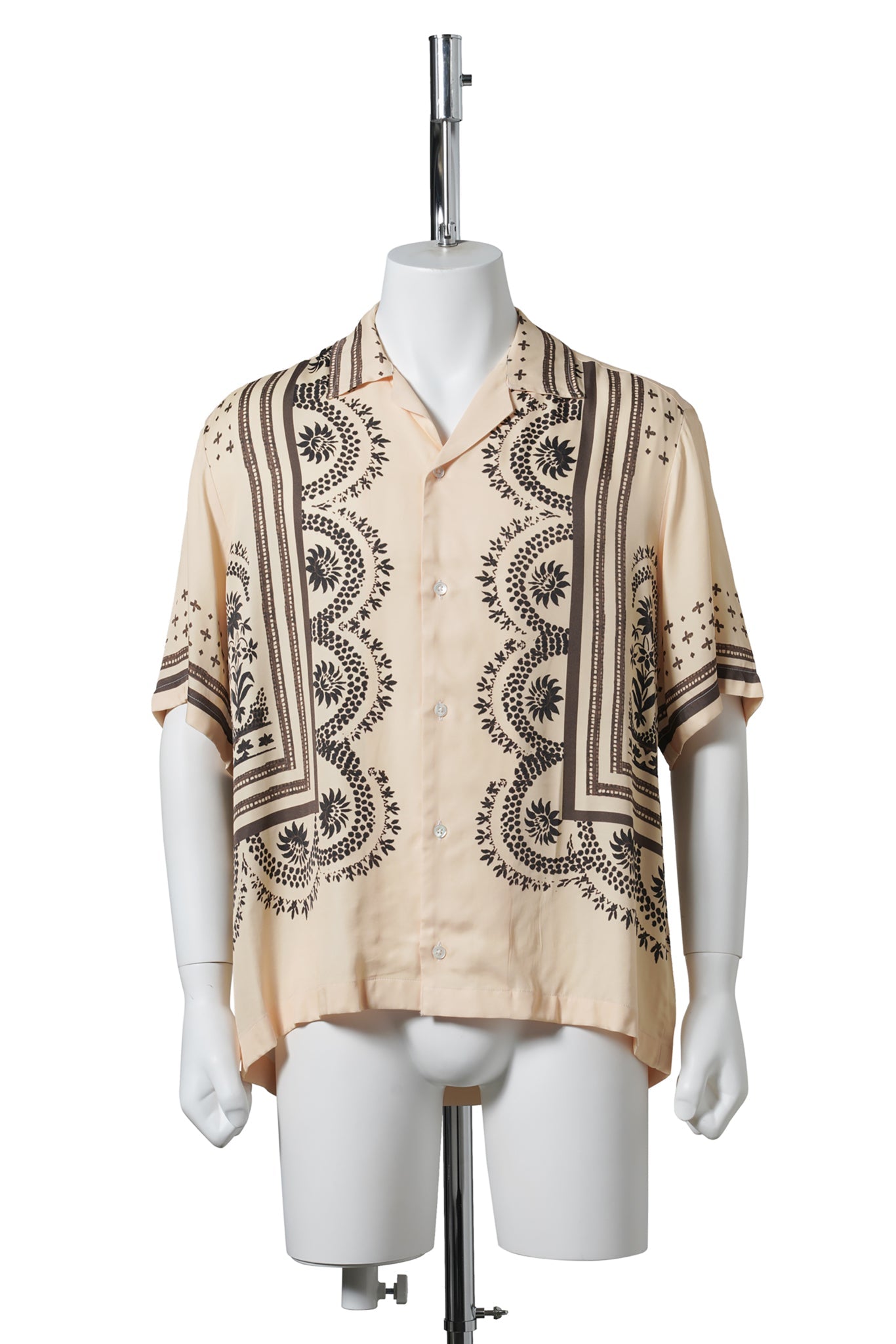 SHORT SLEEVE CAMP COLLAR SHIRT WITH A CUSTOM PRINT / ORIENTAL PRINT